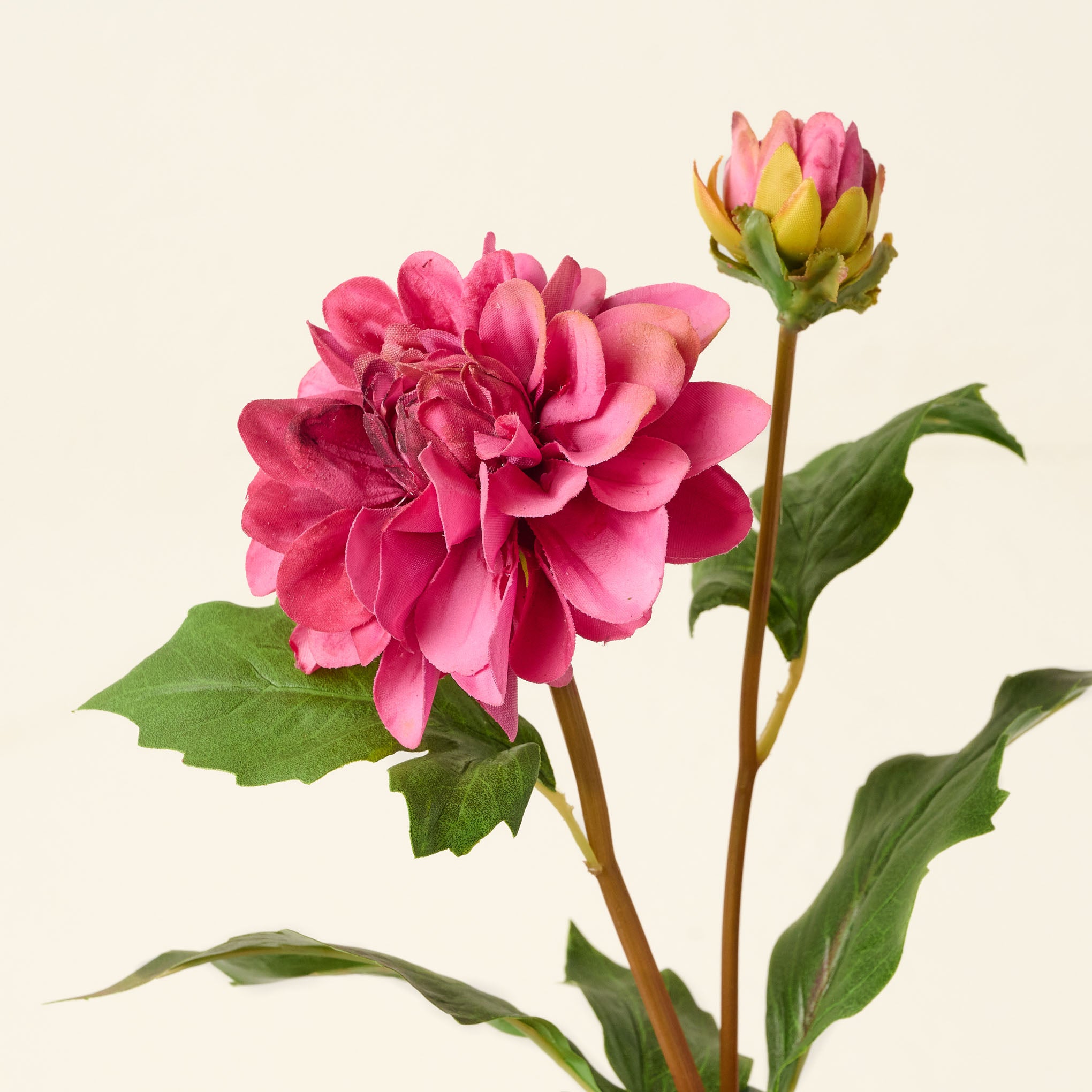 Real Touch Mini Dahlia Stem fuchsia close up