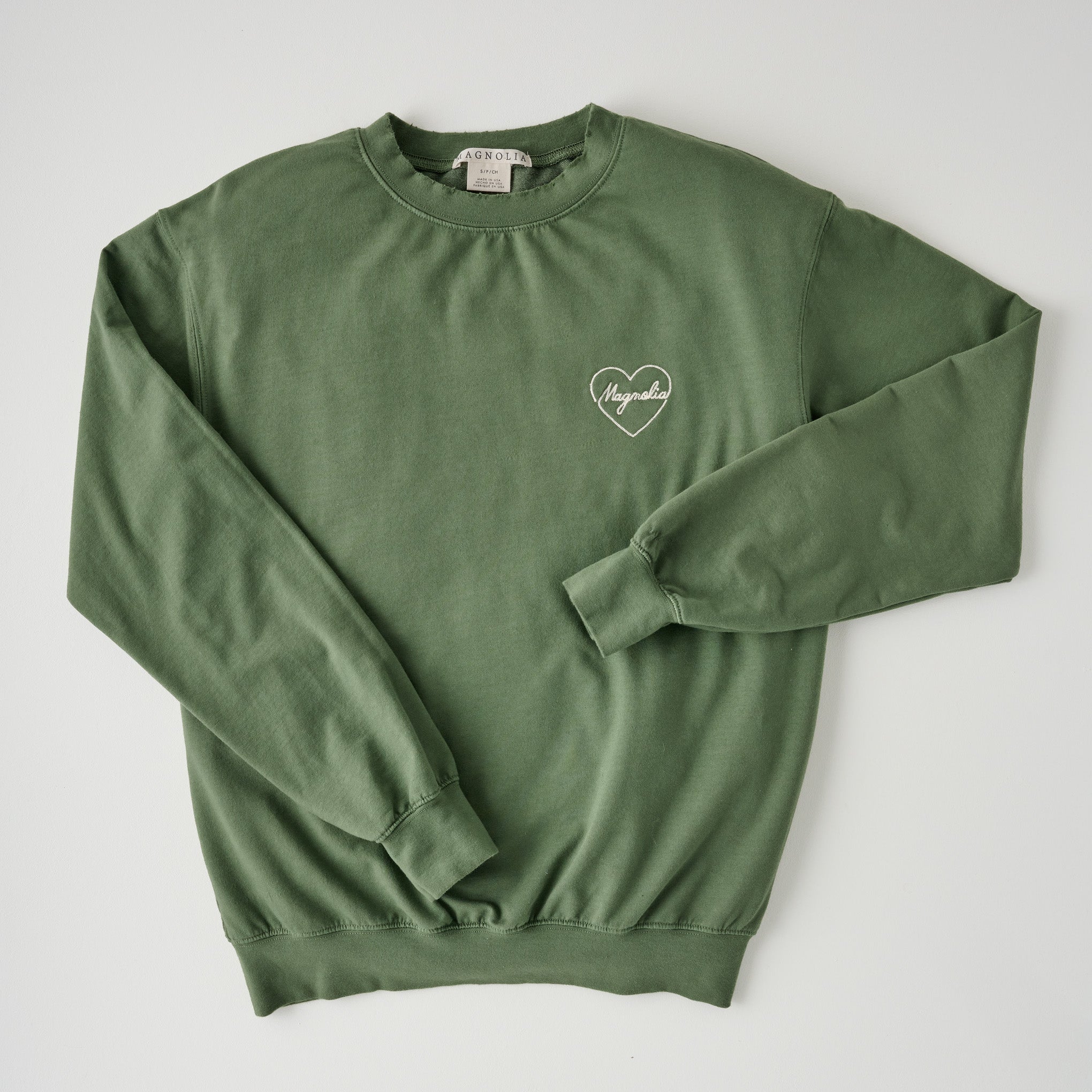 Embroidered Heart Sage Sweatshirt