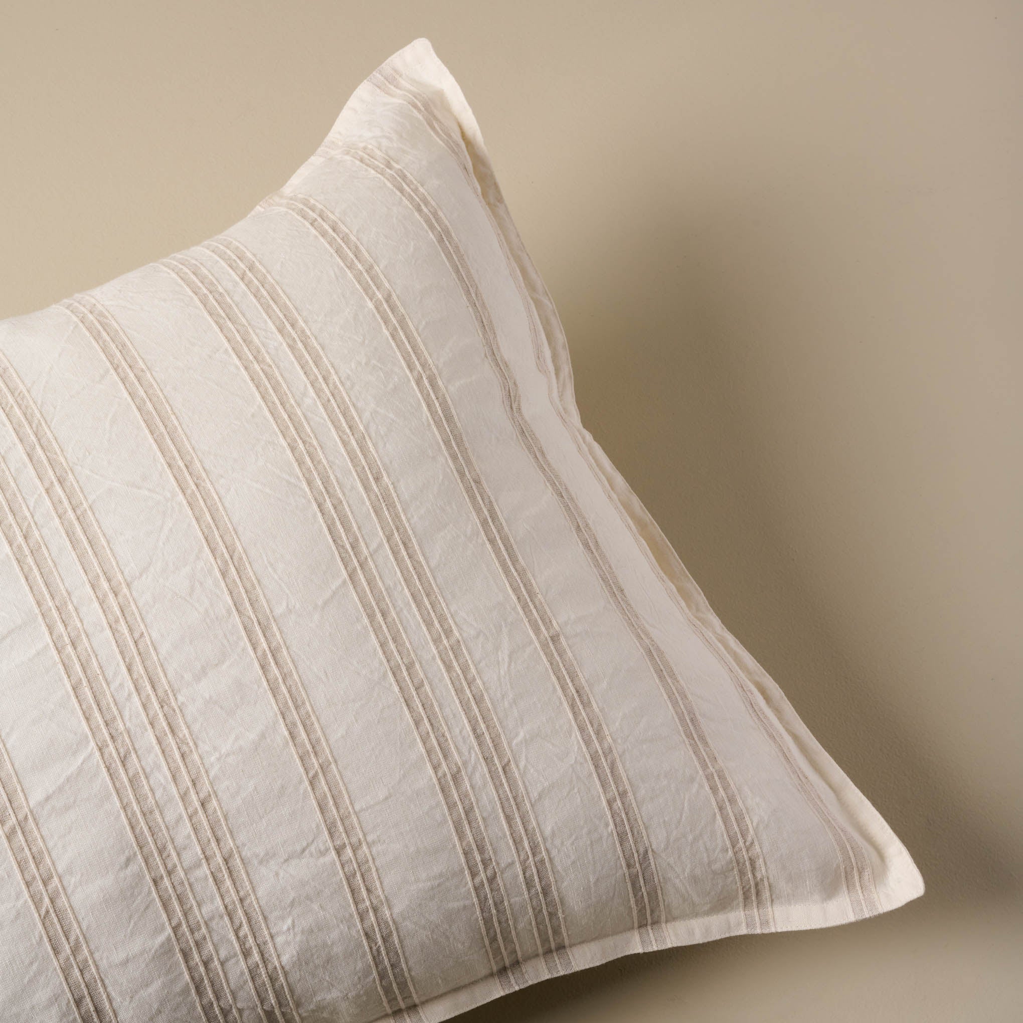 Embroidered Oatmeal Stripe Linen Cotton Pillow Sham Items range from $49.00 to $59.00