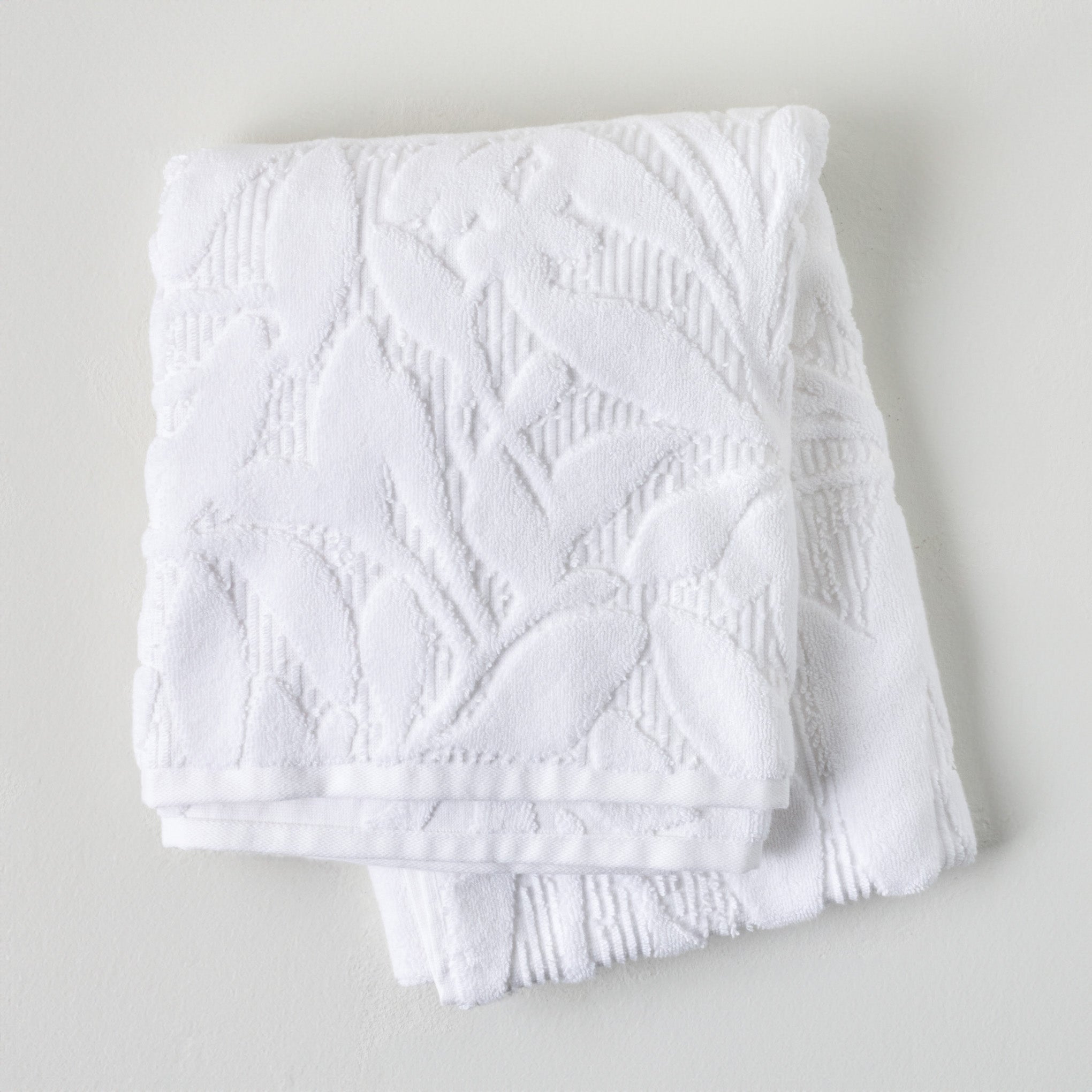 White Esme Floral Towel - Bath Towel