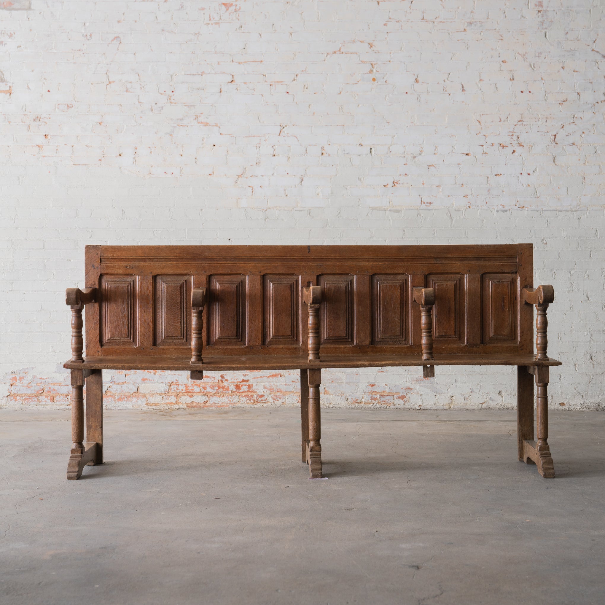 Antique English Four Seater Church Bench On sale for $2700.00, discounted from $3000.00