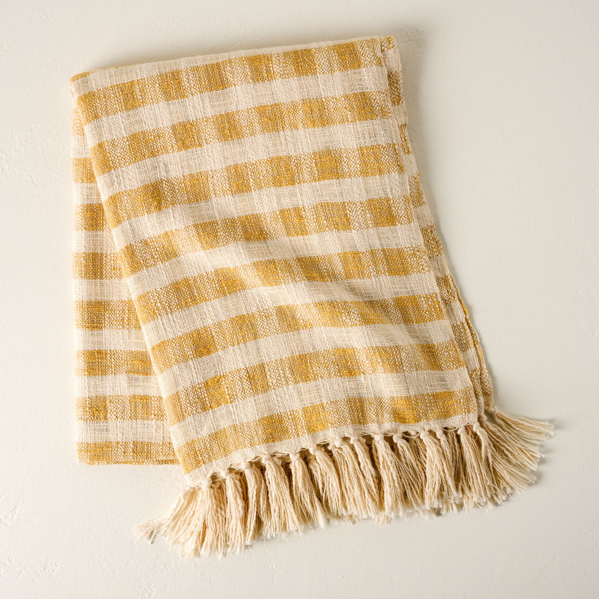 Yellow Gingham Tassel Blanket