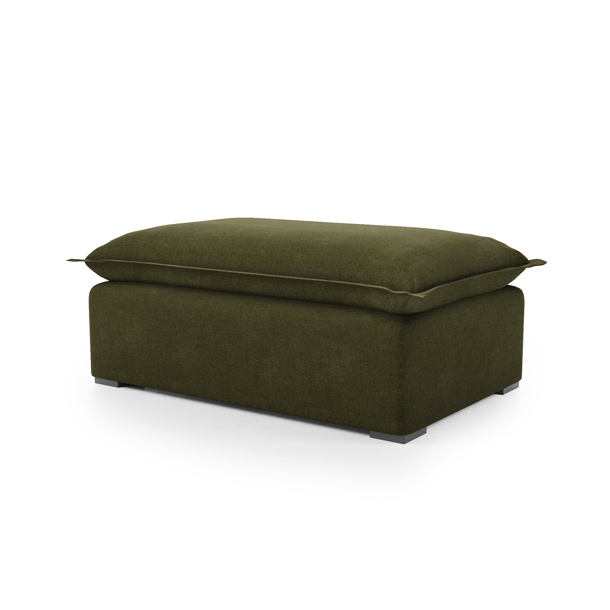 Sunday Ottoman in forest velvet angled view