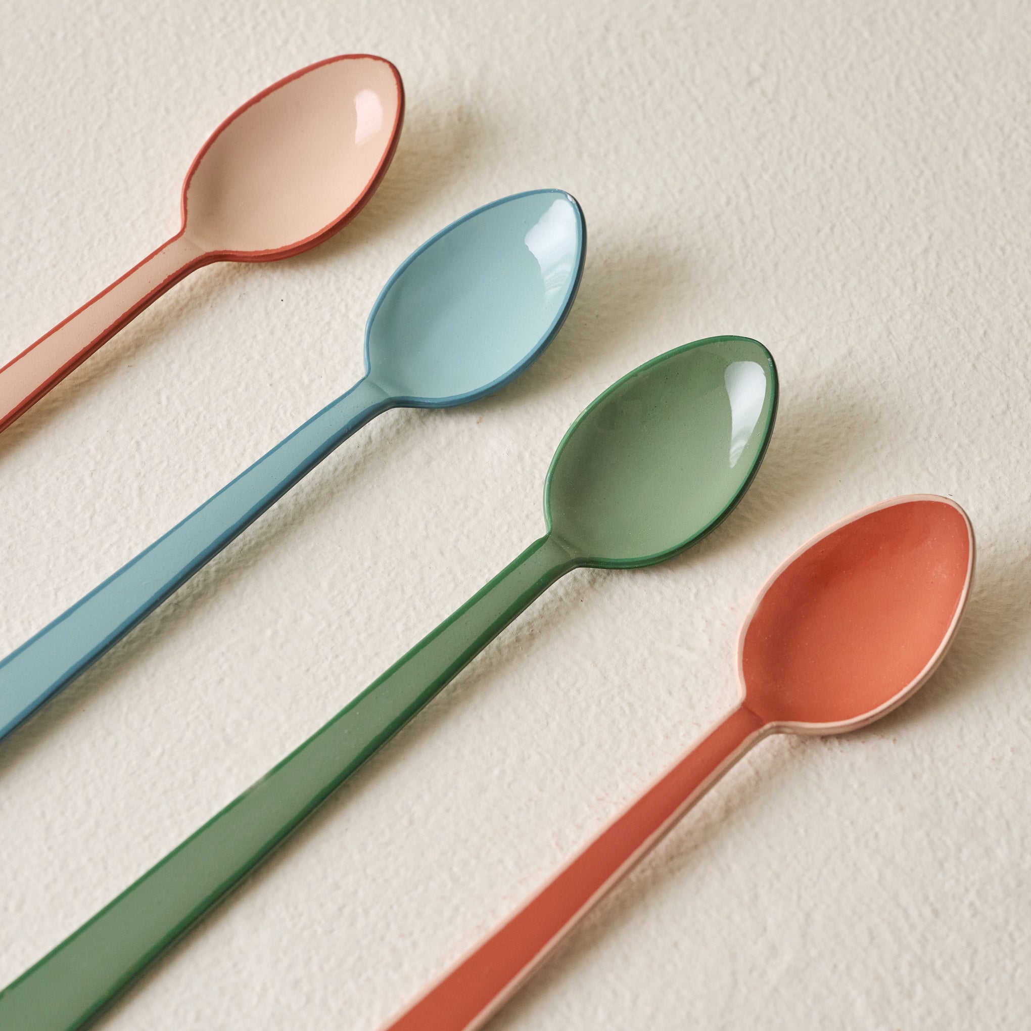 Magnolia Enamel Spoon Set of Four up close $24.00