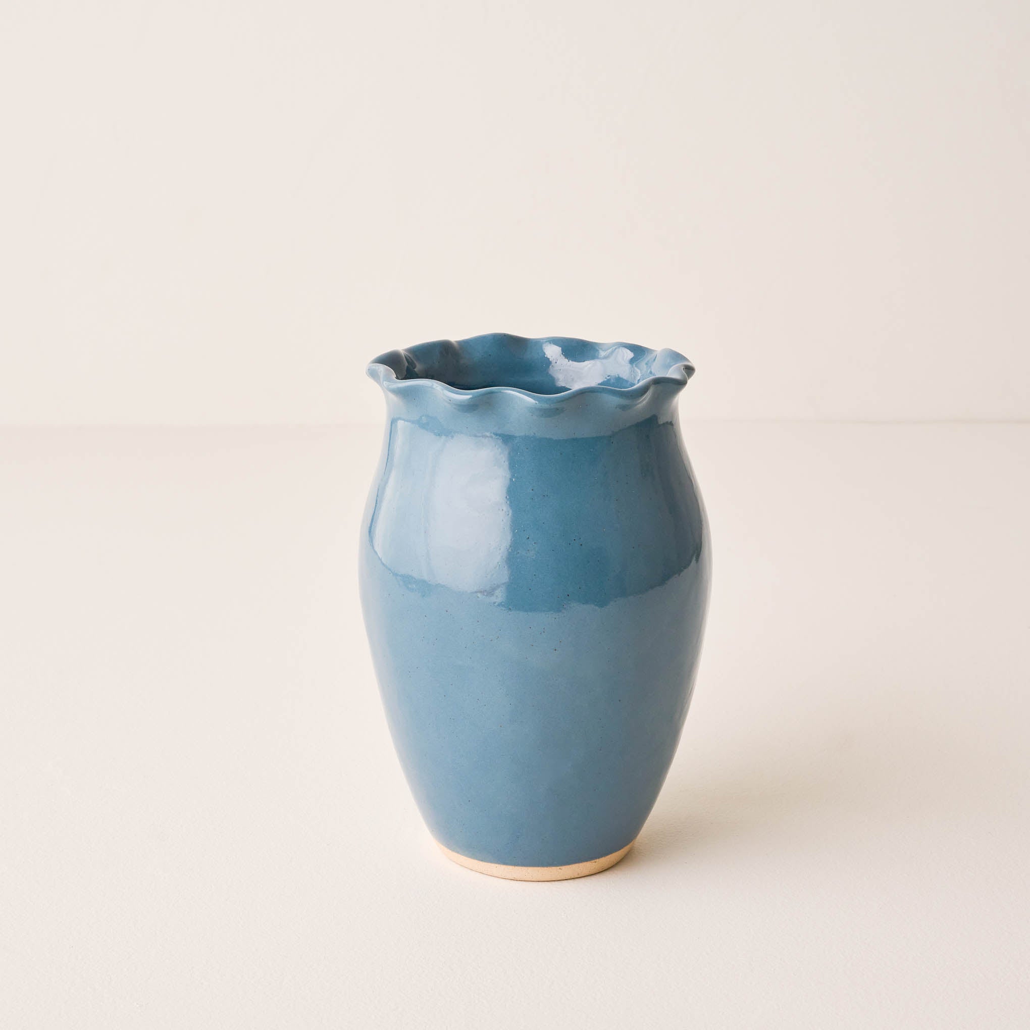 Nancy Blue Scalloped Ceramic Vase small