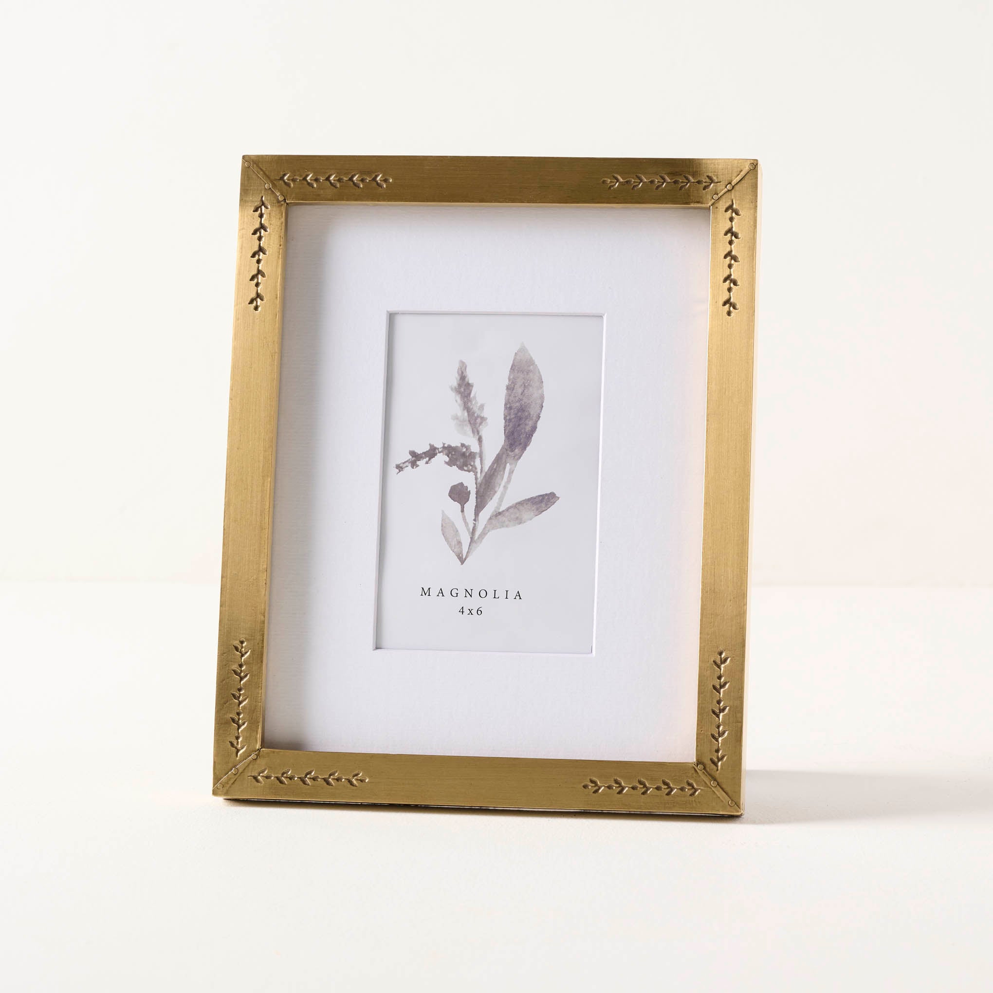 4x6 Floral Antique Brass Photo Frame