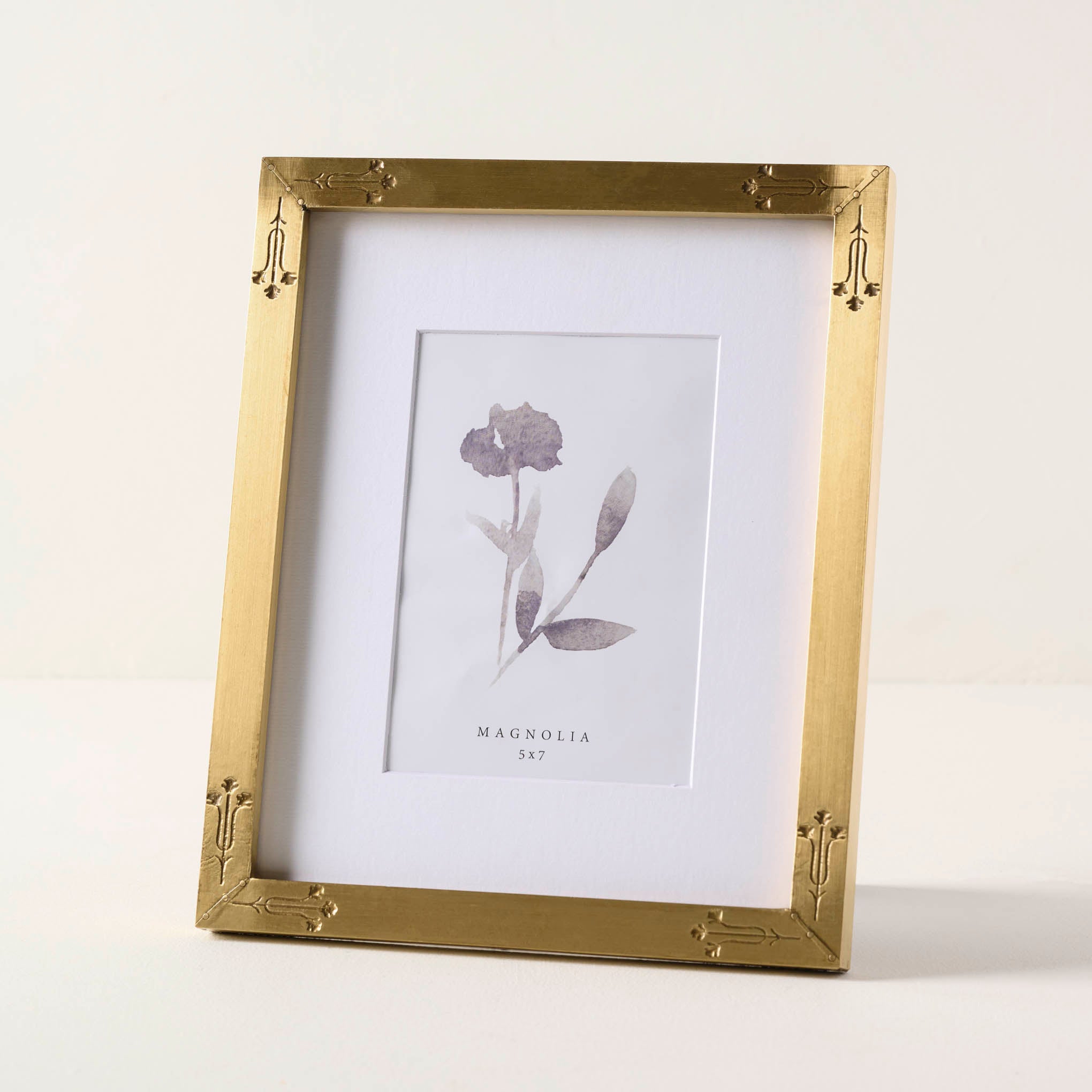 5x7 Floral Antique Brass Photo Frame