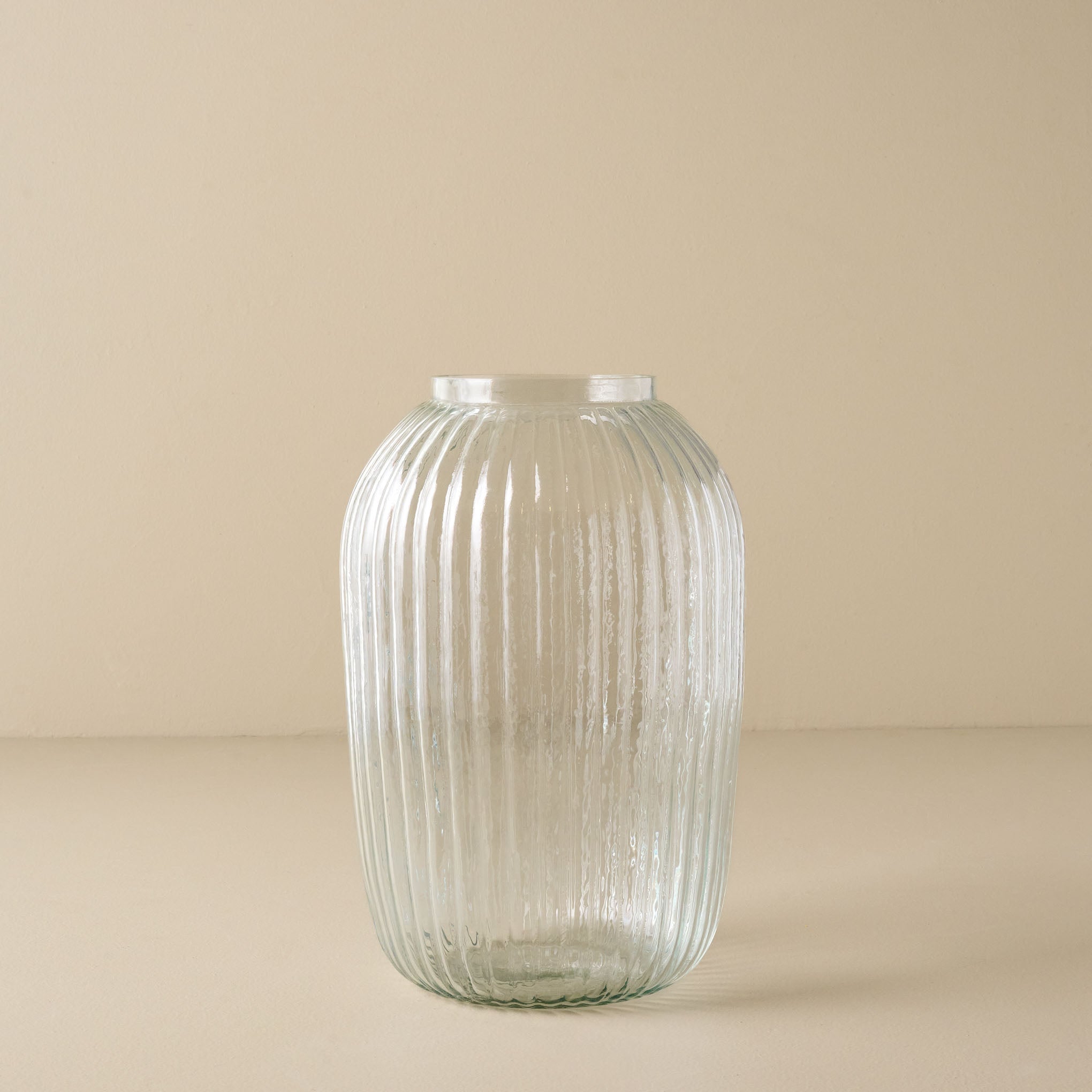 Short Korenne Ribbed Glass Vase