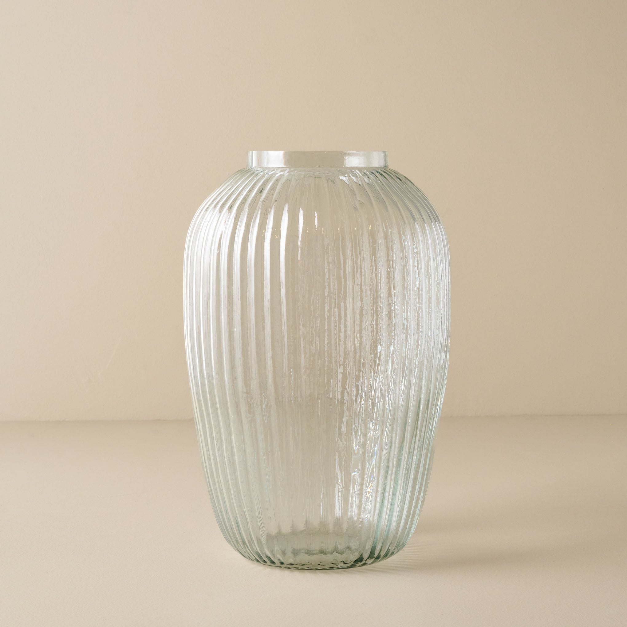 Tall Korenne Ribbed Glass Vase
