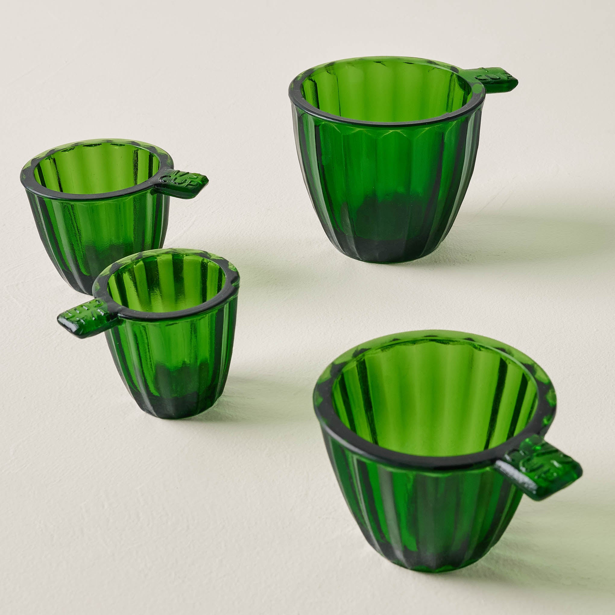Green Glass Measuring Cup Set $34.00