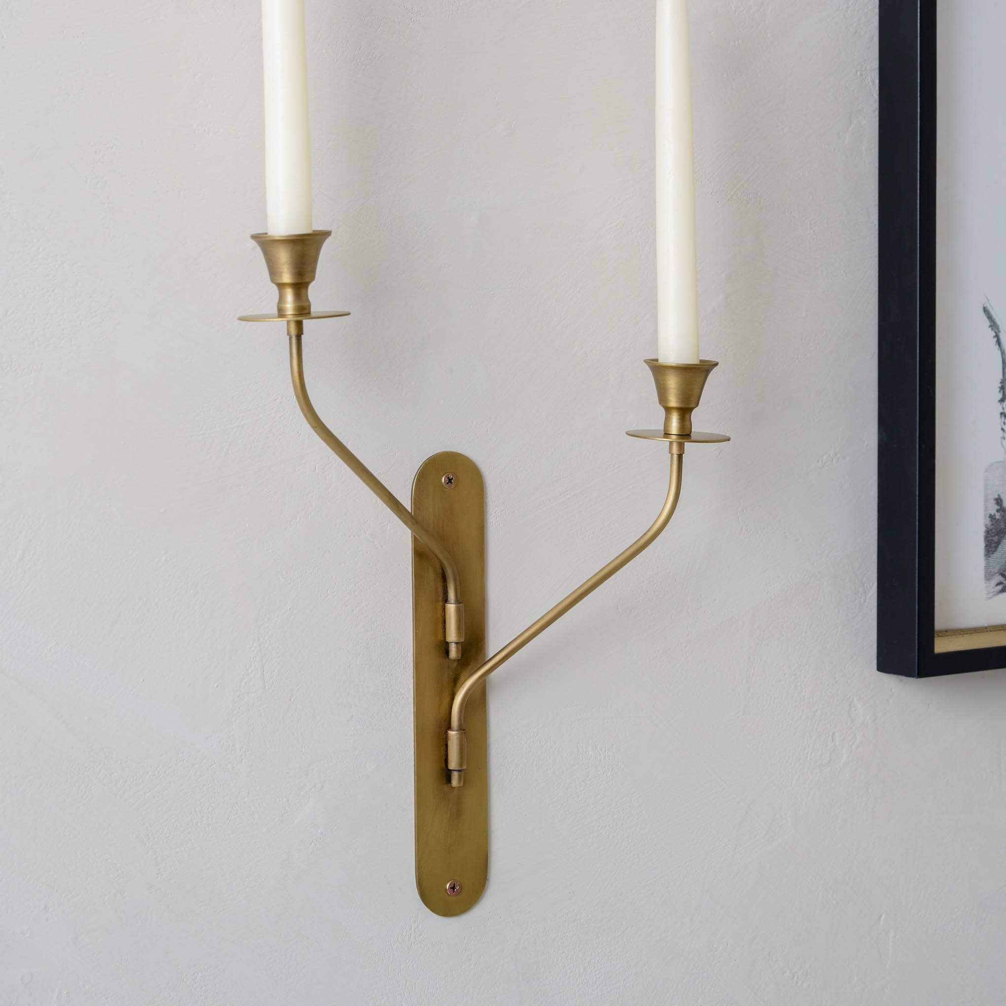 Margo Antiqued Brass Double Wall Sconce with tapers $48.00
