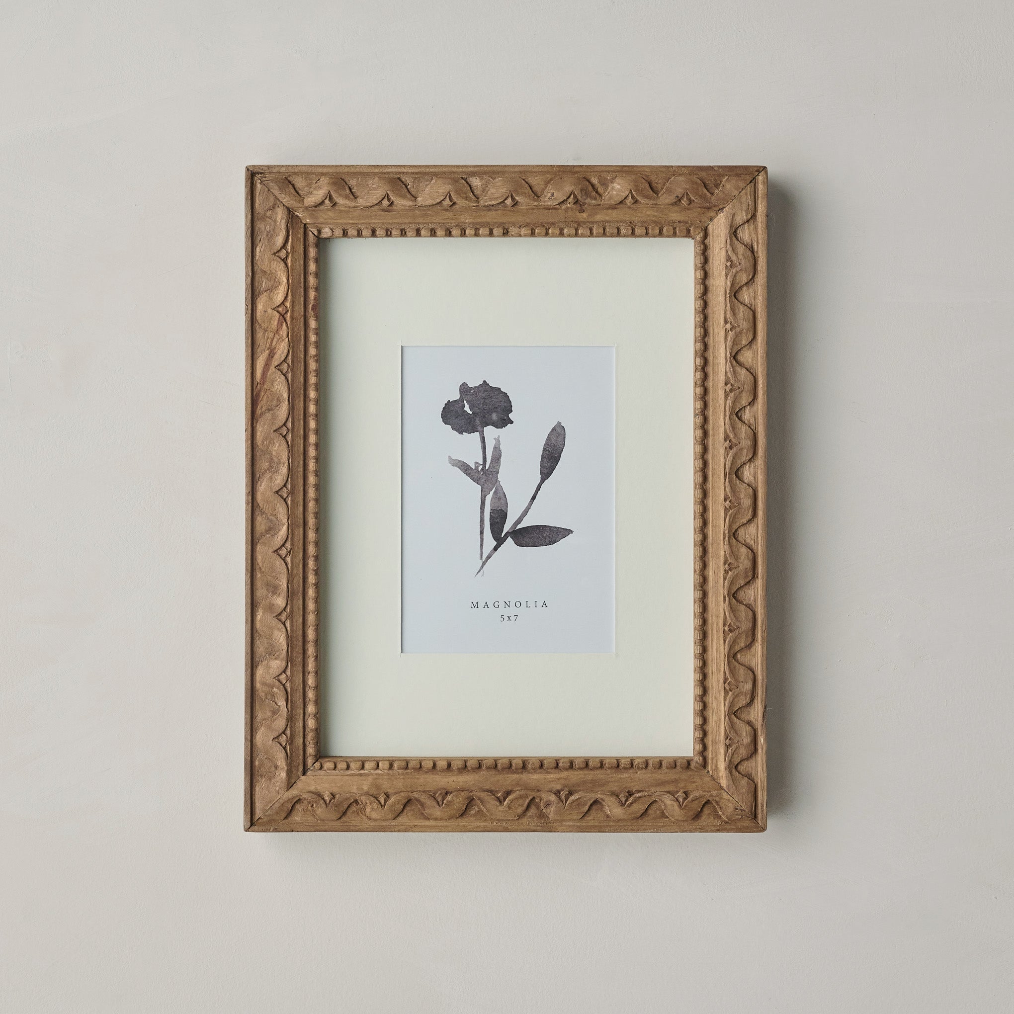 5"x7" Willa Antiqued Wood Wall Frame with Matte
