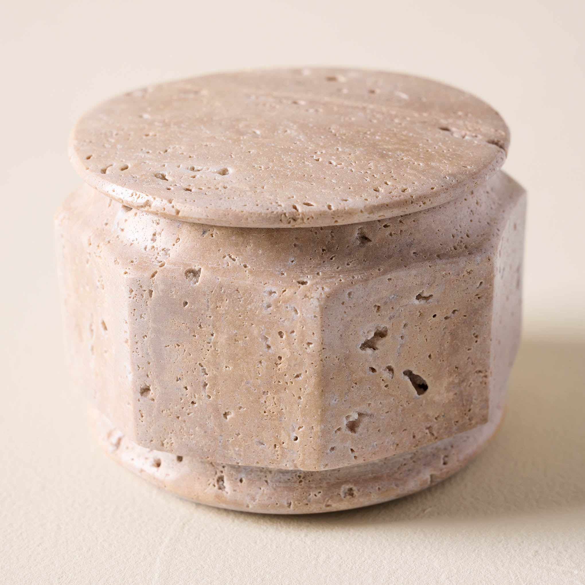 Travertine Canister with lid On sale for $28.00, discounted from $40.00