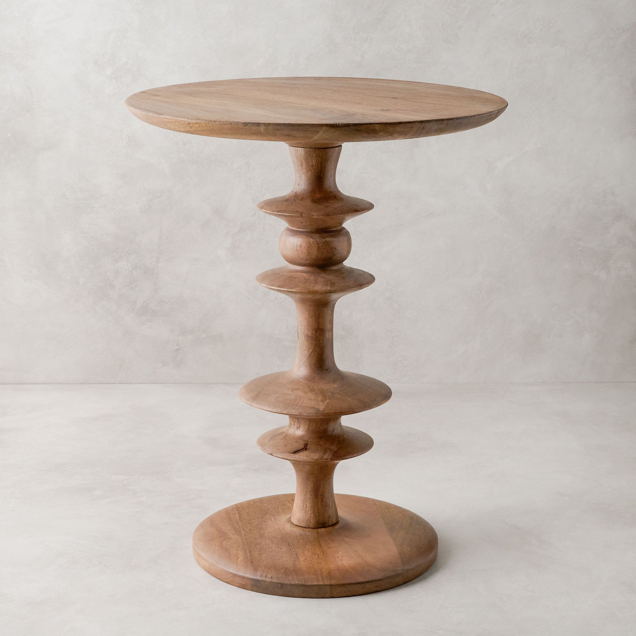 Enzo Turned Wood Side Table in color honey Mango