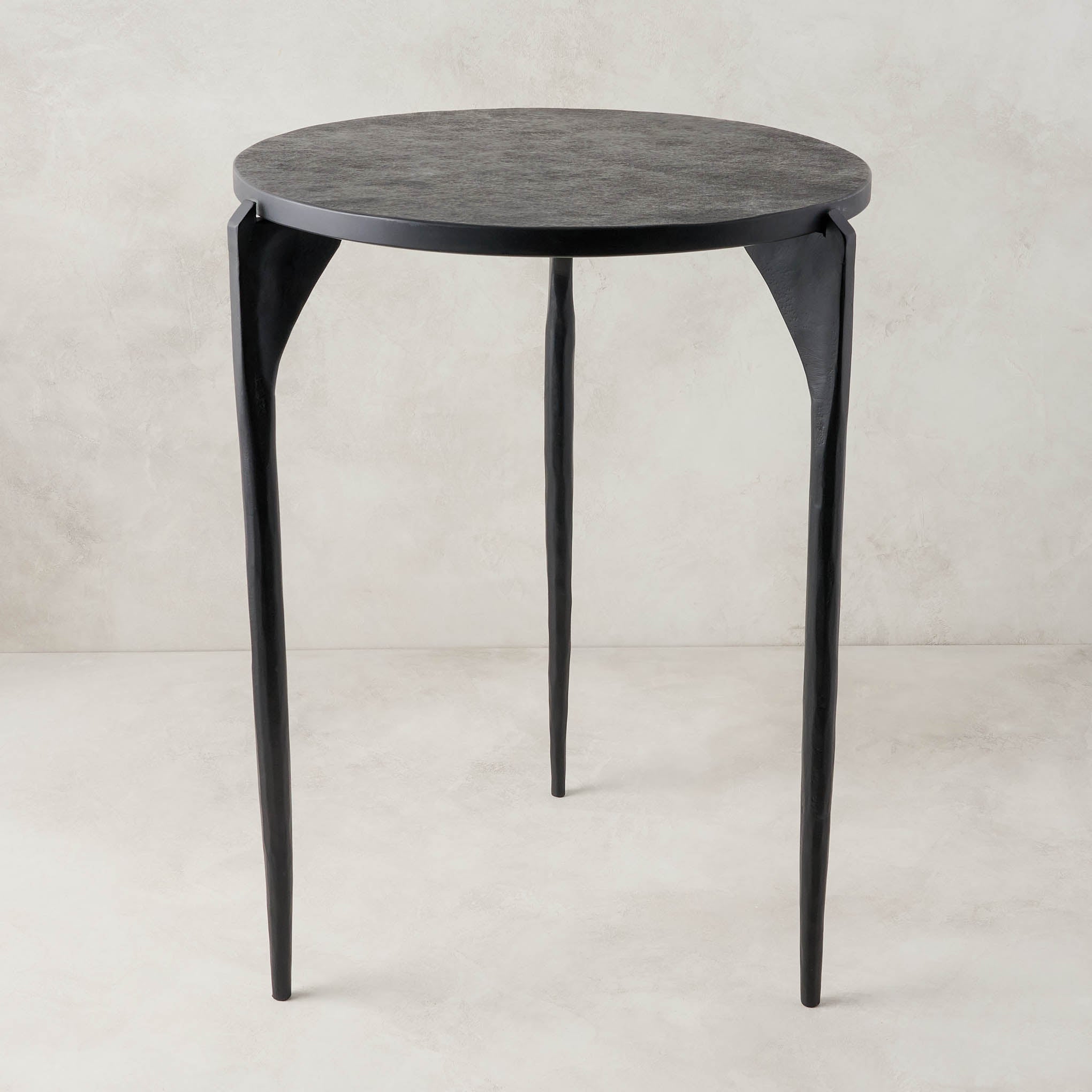 Dorsey Marble Side Table in black marble