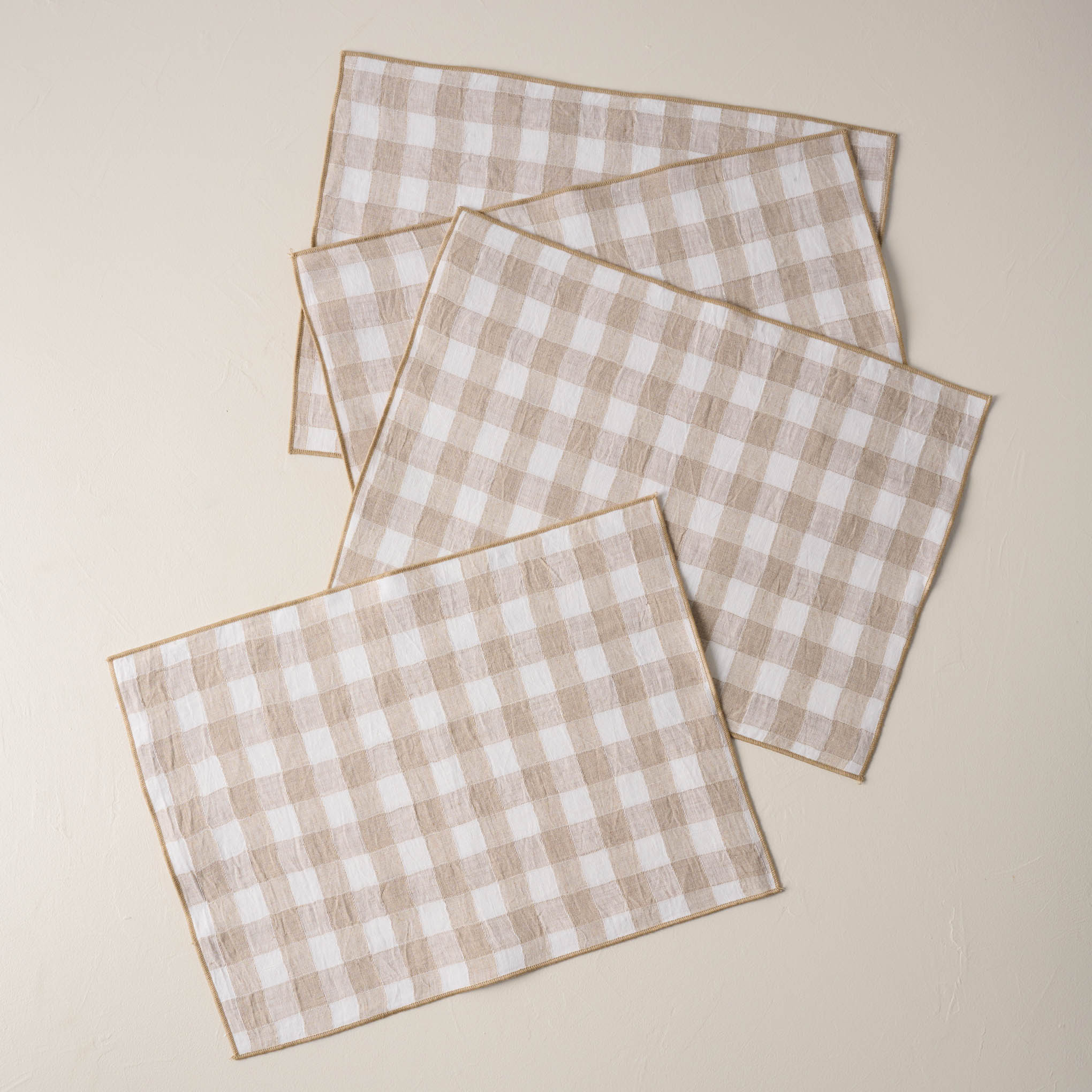 Wheat Gingham Placemat Set of Four On sale for $34.99, discounted from $50.00