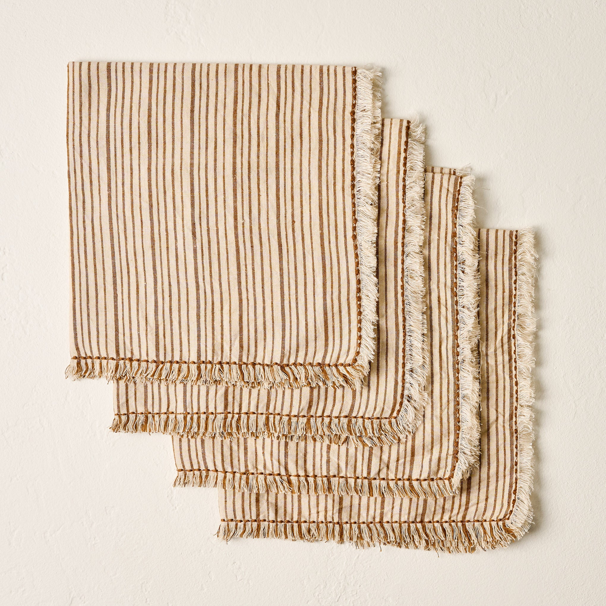 Camel Striped Napkin Set of Four $40.00