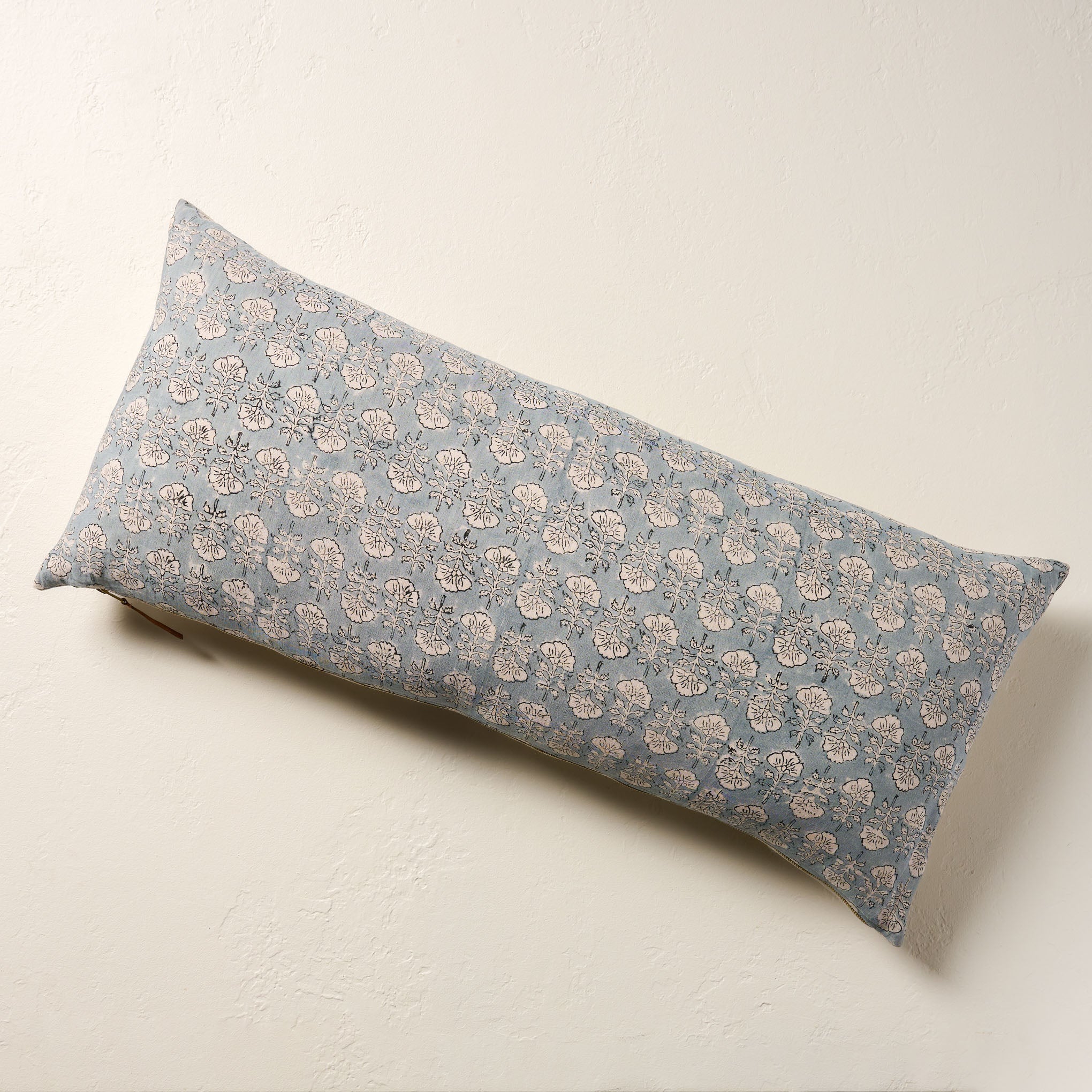 Flora Silver Blue Large Lumbar Pillow $88.00