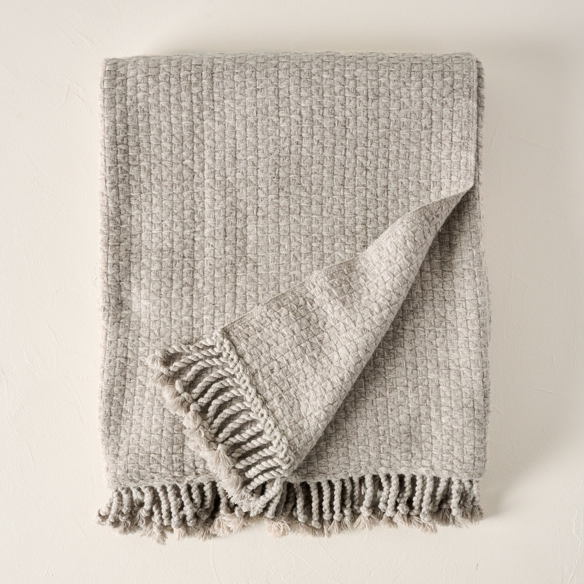 Grey Basketweave Throw