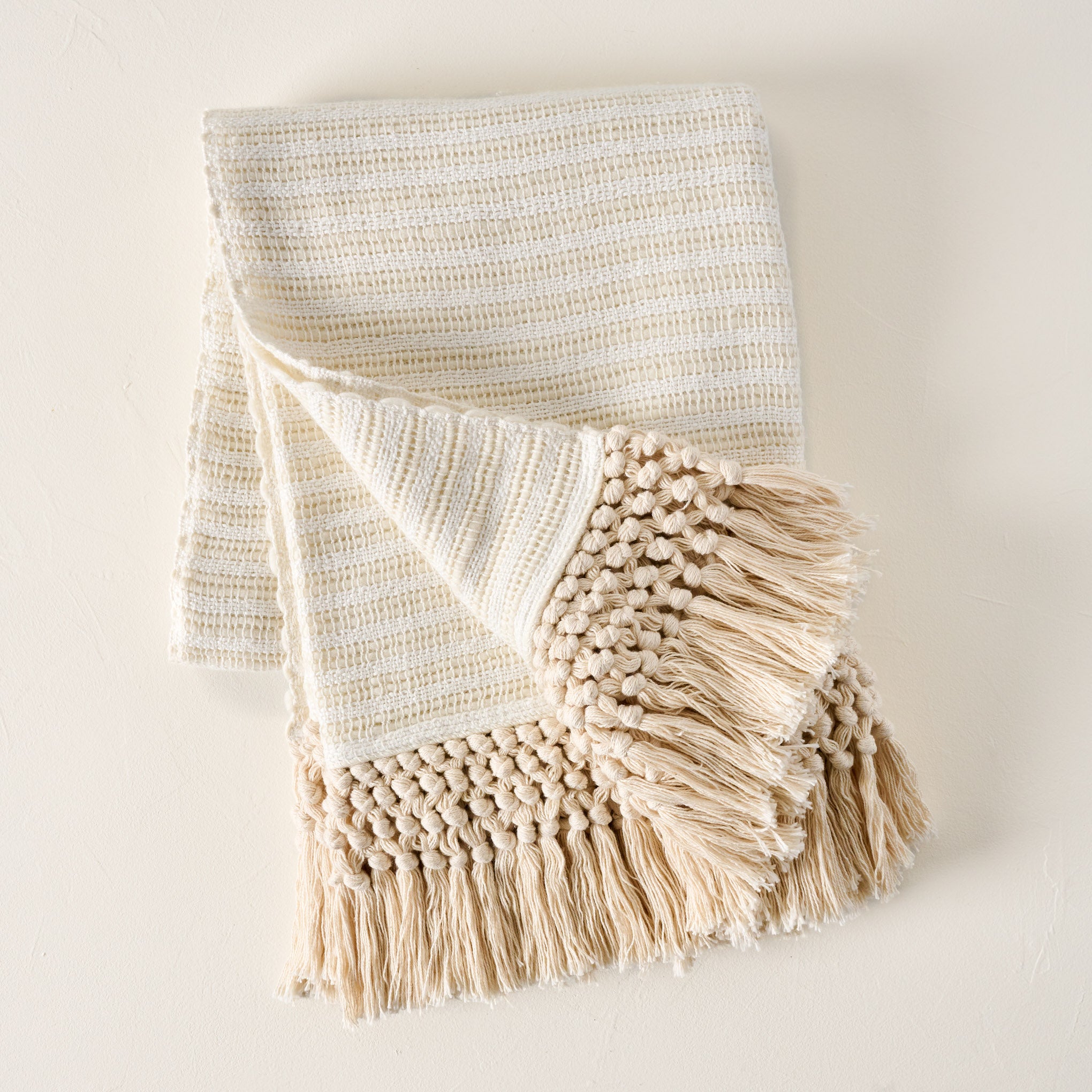 Essential Tassel Throw - Cream Striped