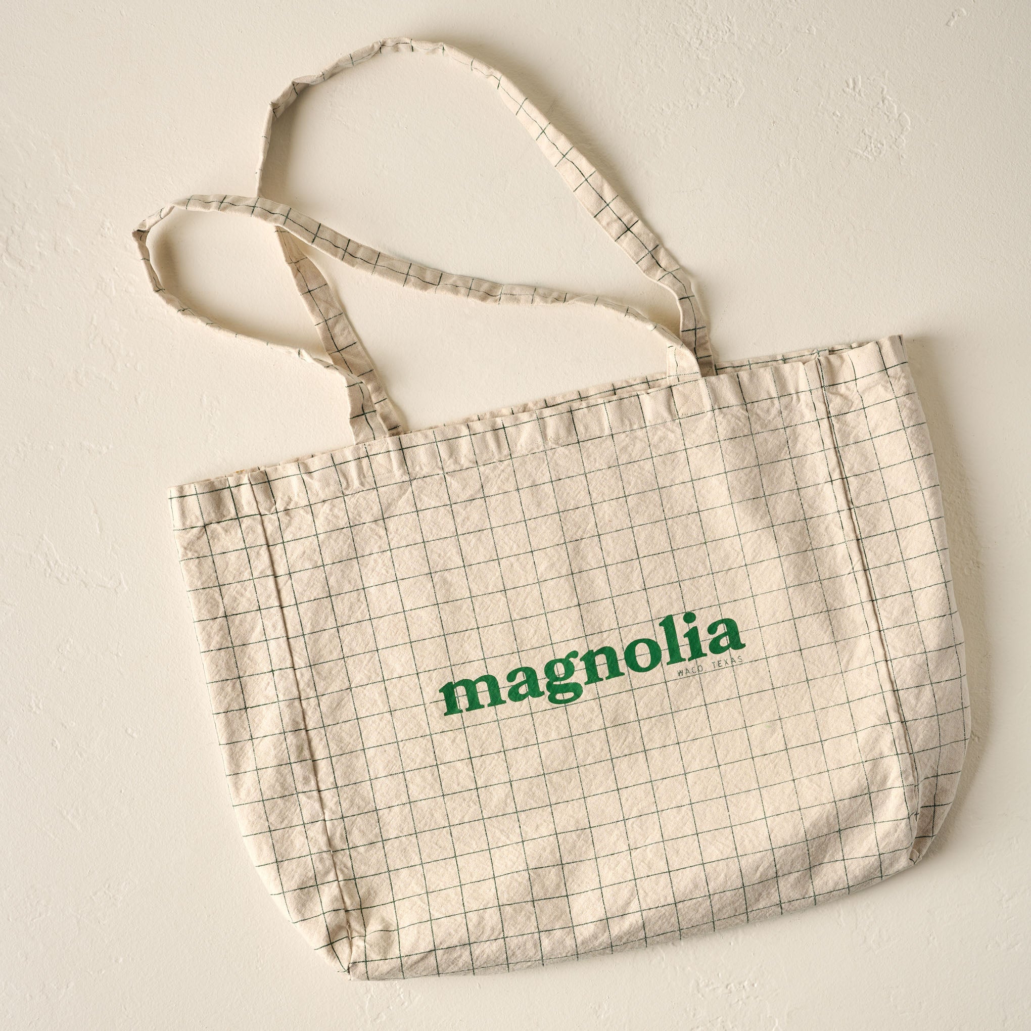 Magnolia Green Grid Retro Tote