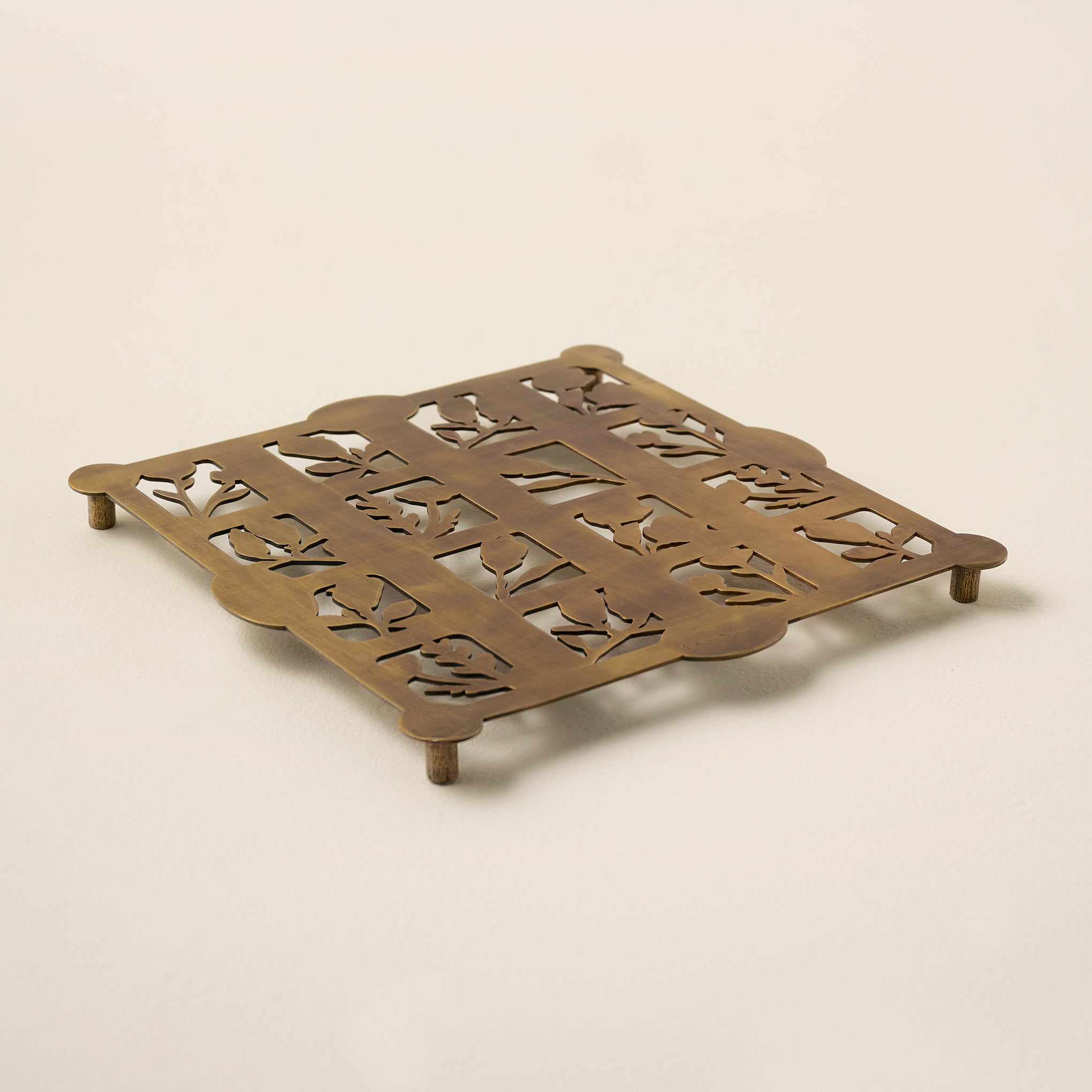 Antique Brass Shadow Floral Trivet $30.00