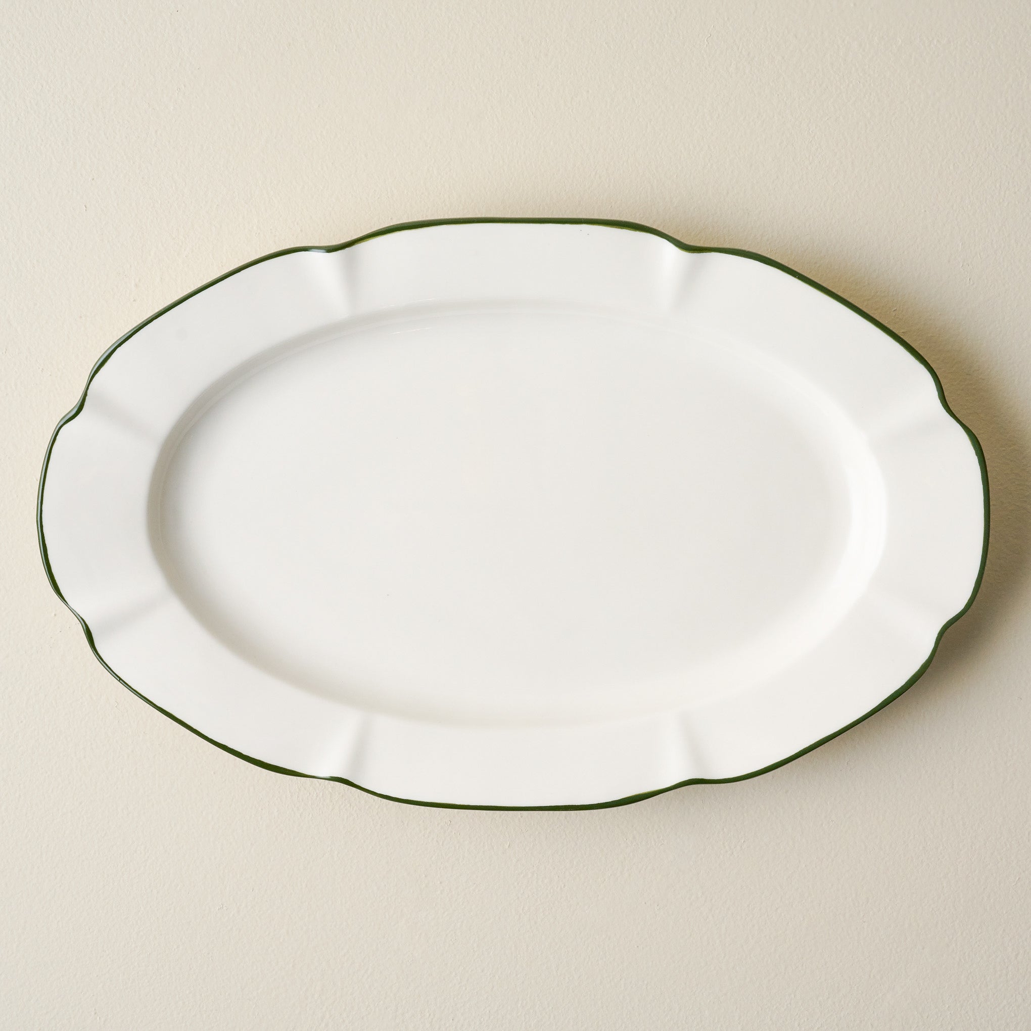 Green Luna Scalloped Serving Platter $40.00