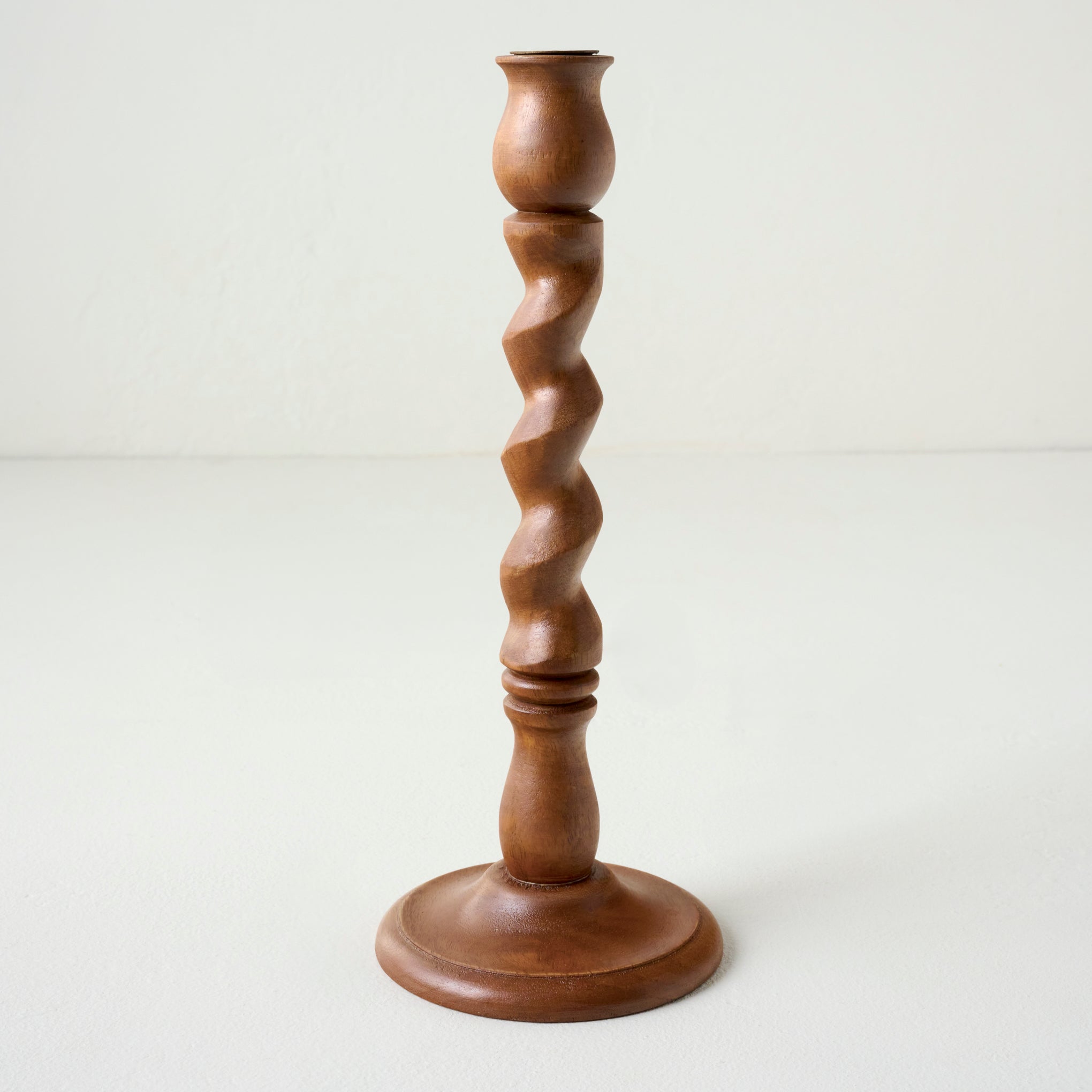 Tall Wooden Barley Twist Taper Holder