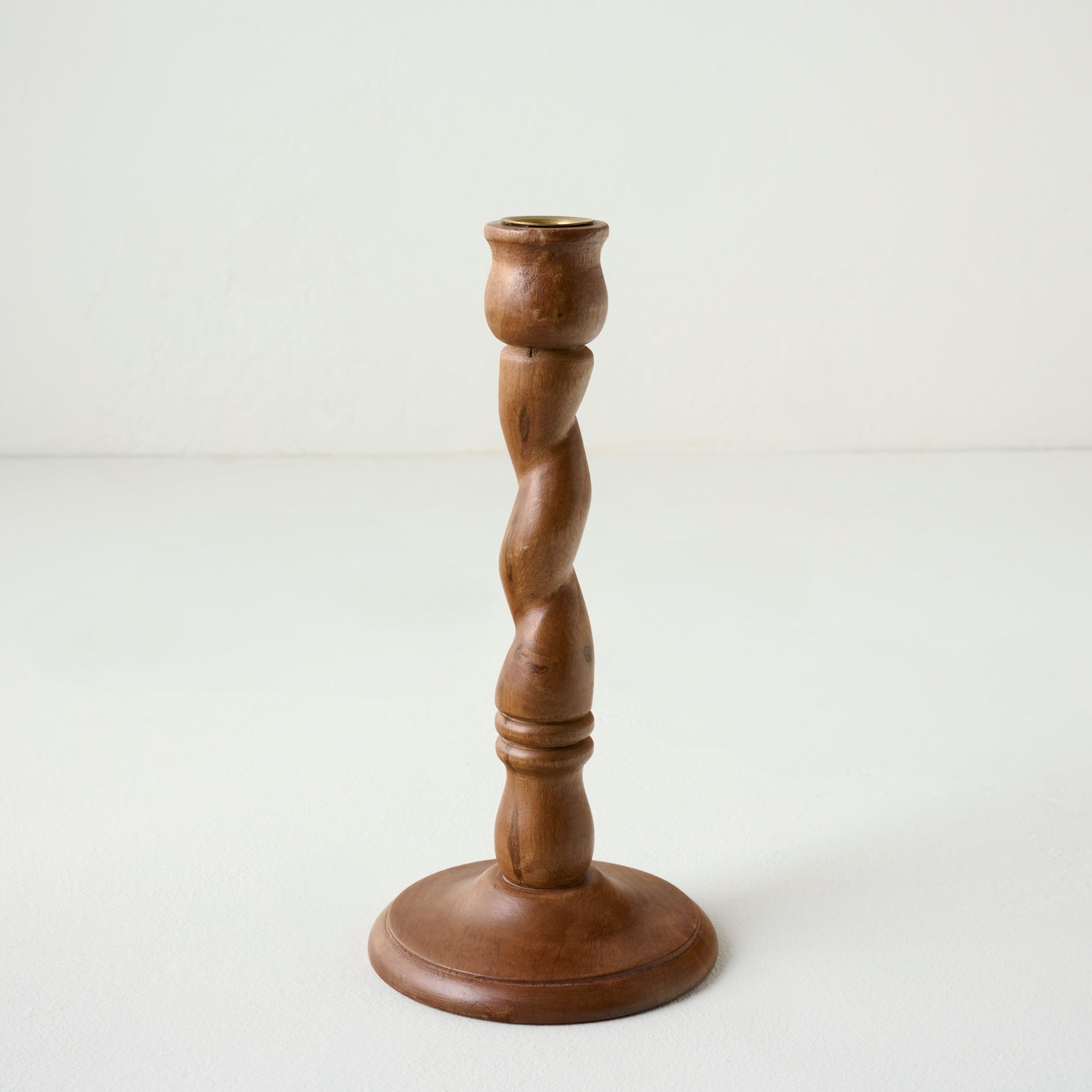 SHort Wooden Barley Twist Taper Holder