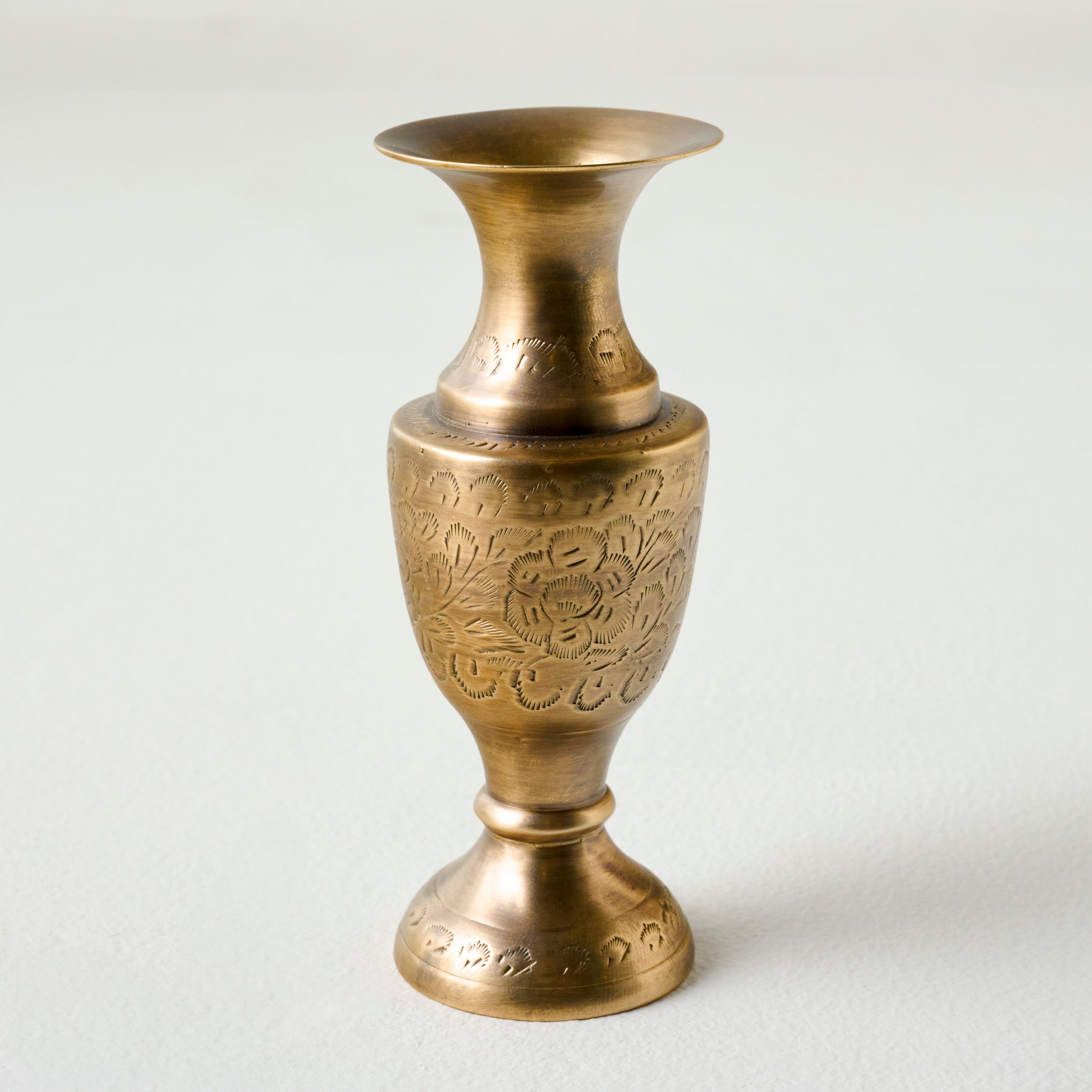 Tall Callin Etched Brass Bud Vase