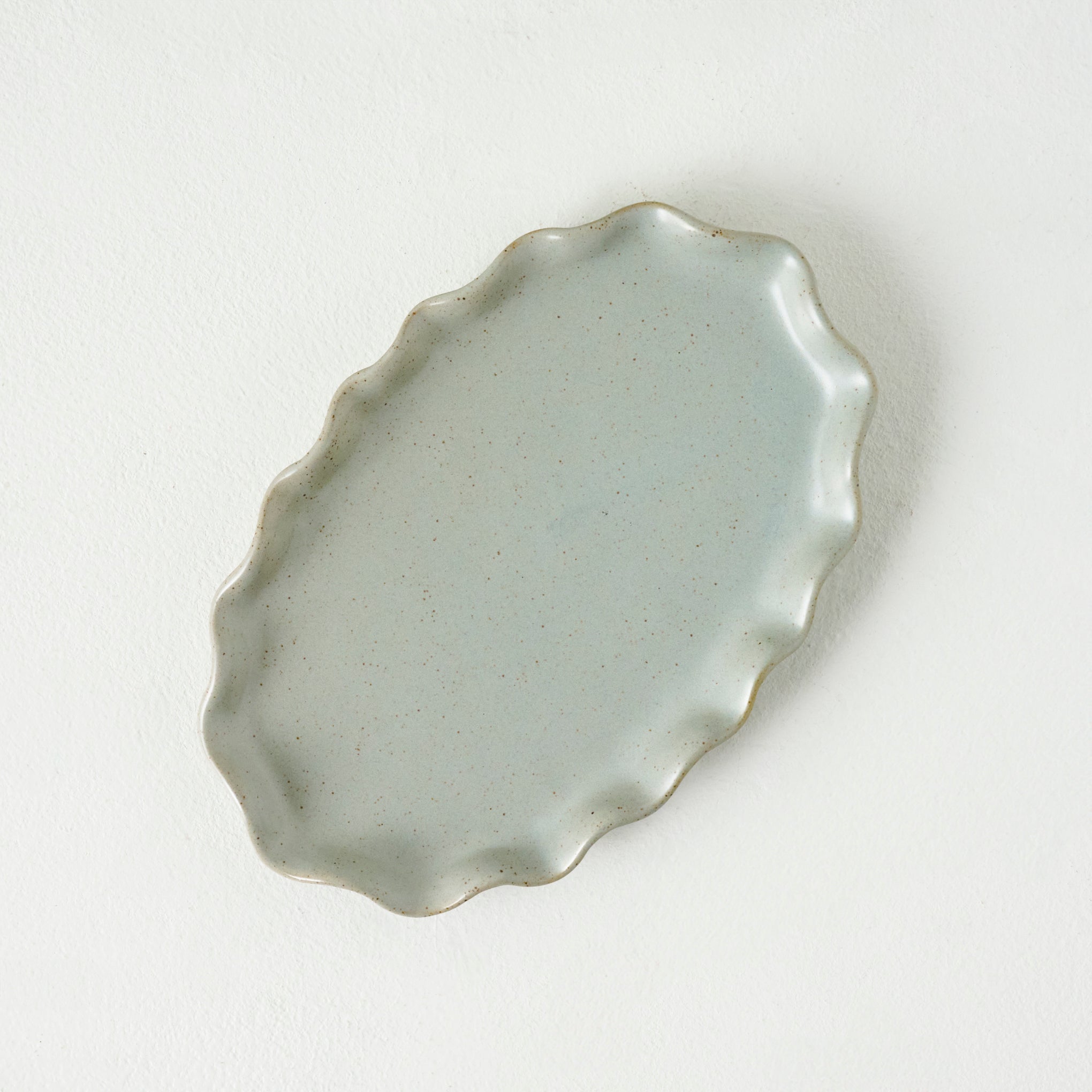 SMall French Blue Ceramic Ruffled Tray
