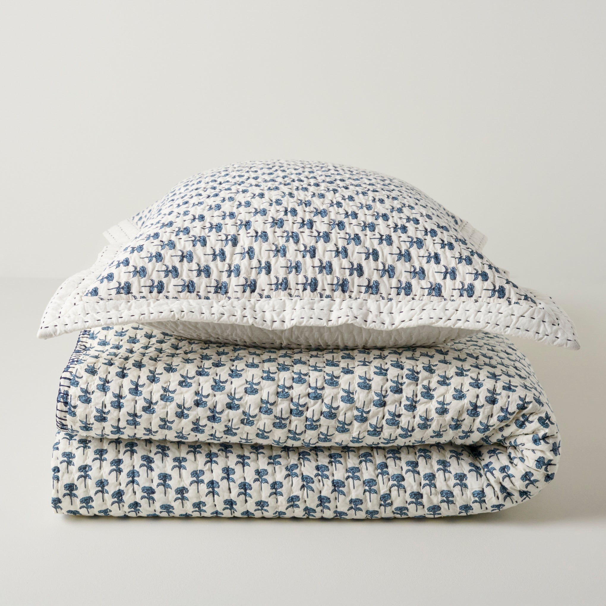 Lilianne Floral Printed Quilt shown with sham Items range from $180.00 to $200.00
