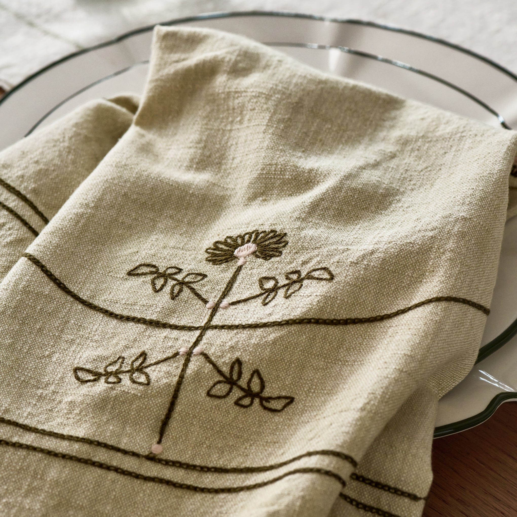 Mabel Embroidered Napkin up close $40.00