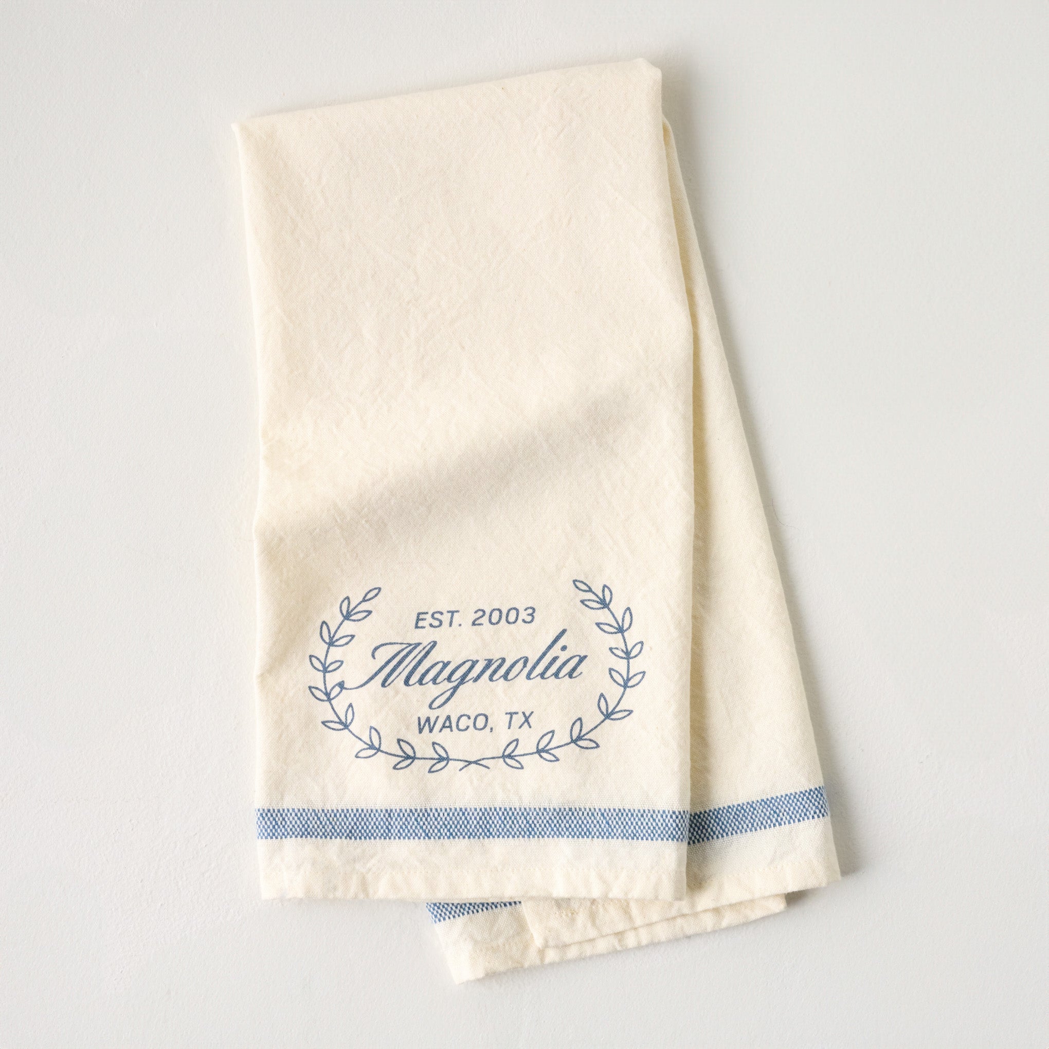 Magnolia Est. Blue Tea Towel $16.00