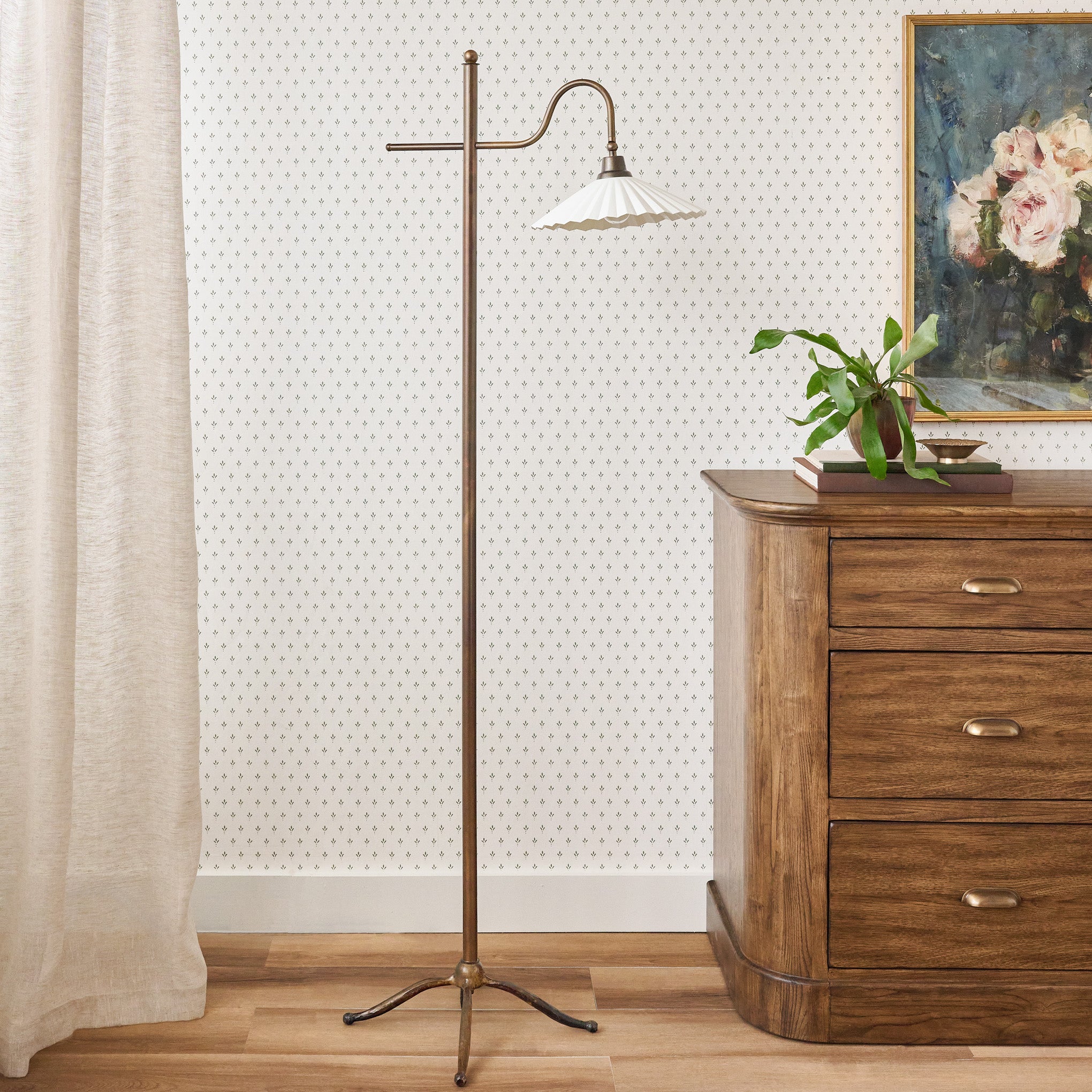 Porter Enamel Shade Floor Lamp shown in a bedroom