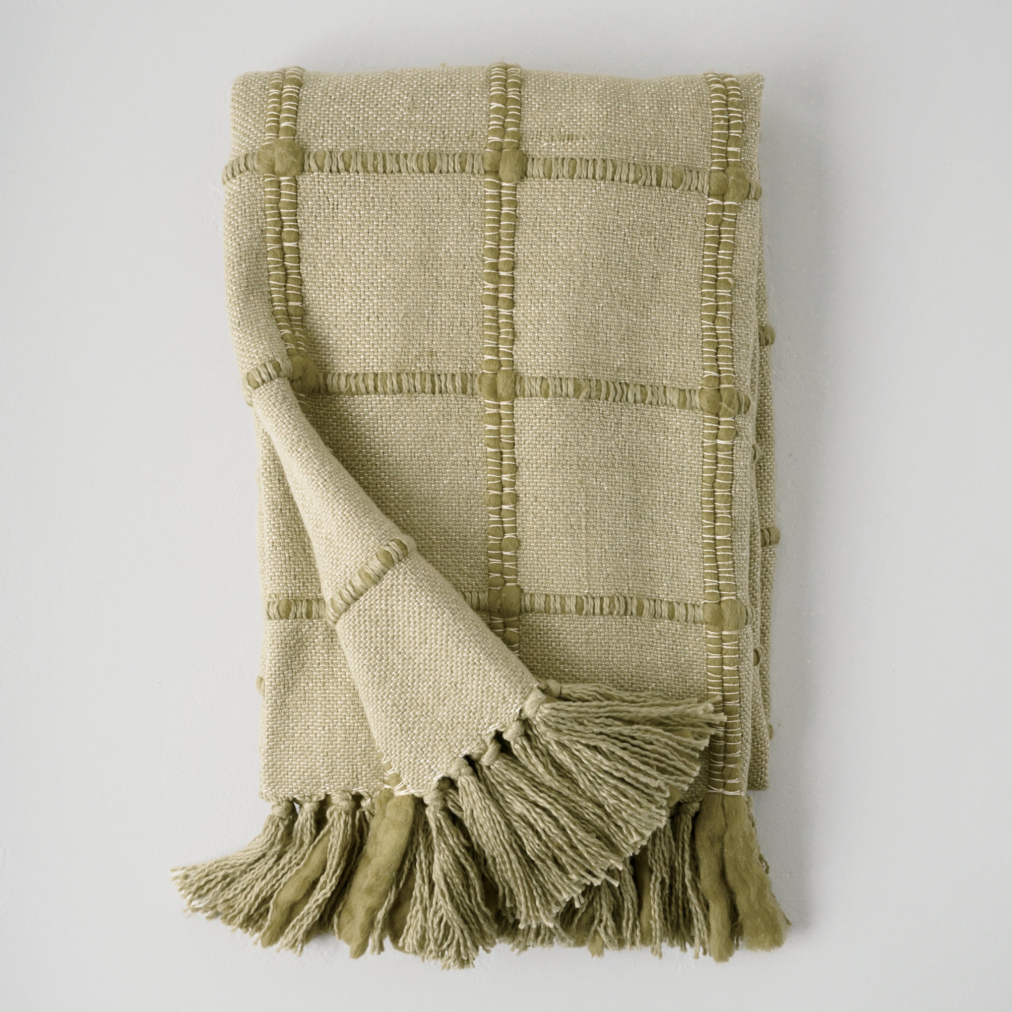 Silver Fern Windowpane Tassel Throw