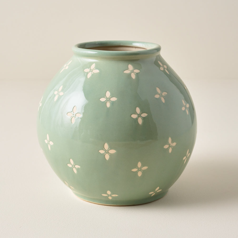 Green and White Luna Vase