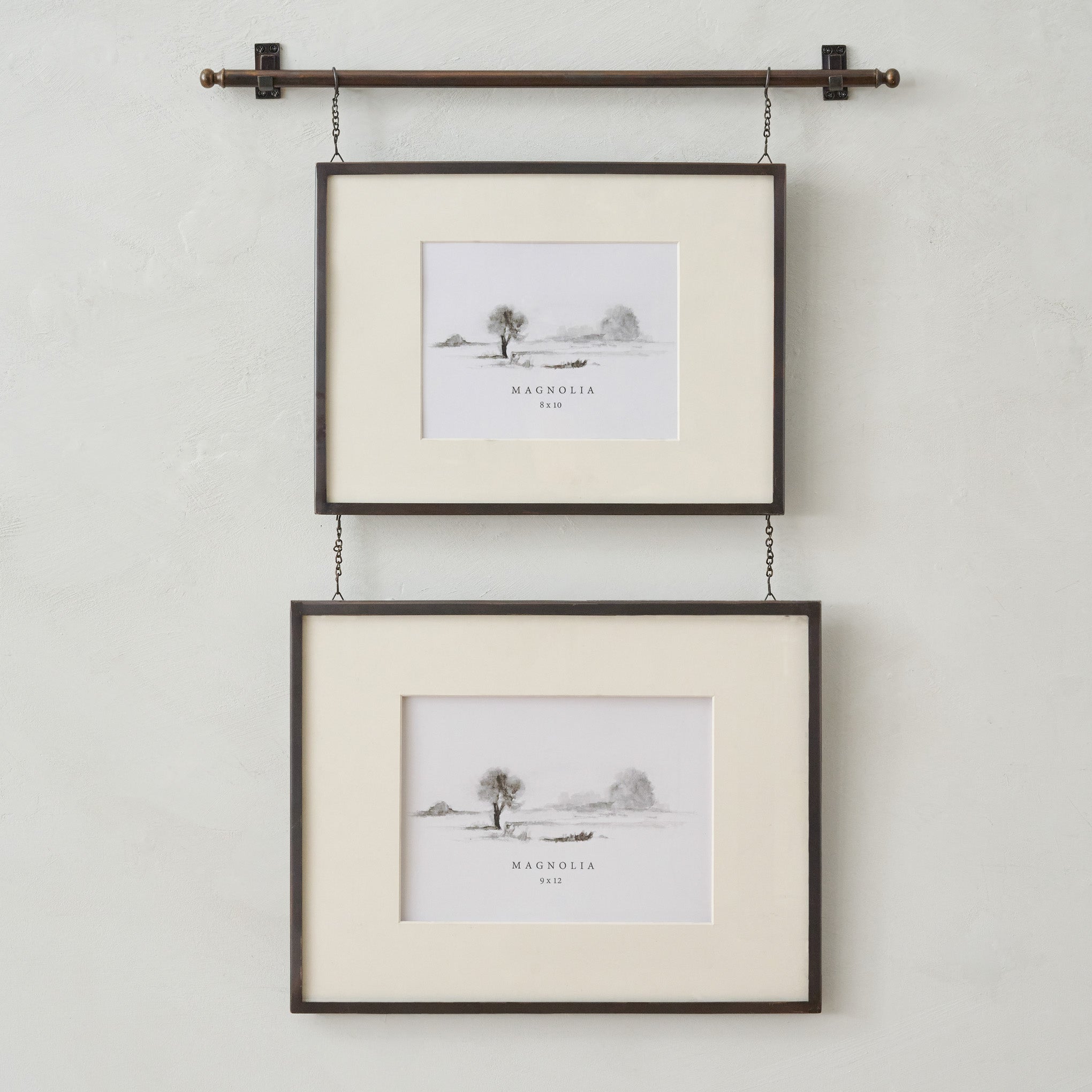 Colleen Antique Bronze Rail Double Picture Frame $118.00
