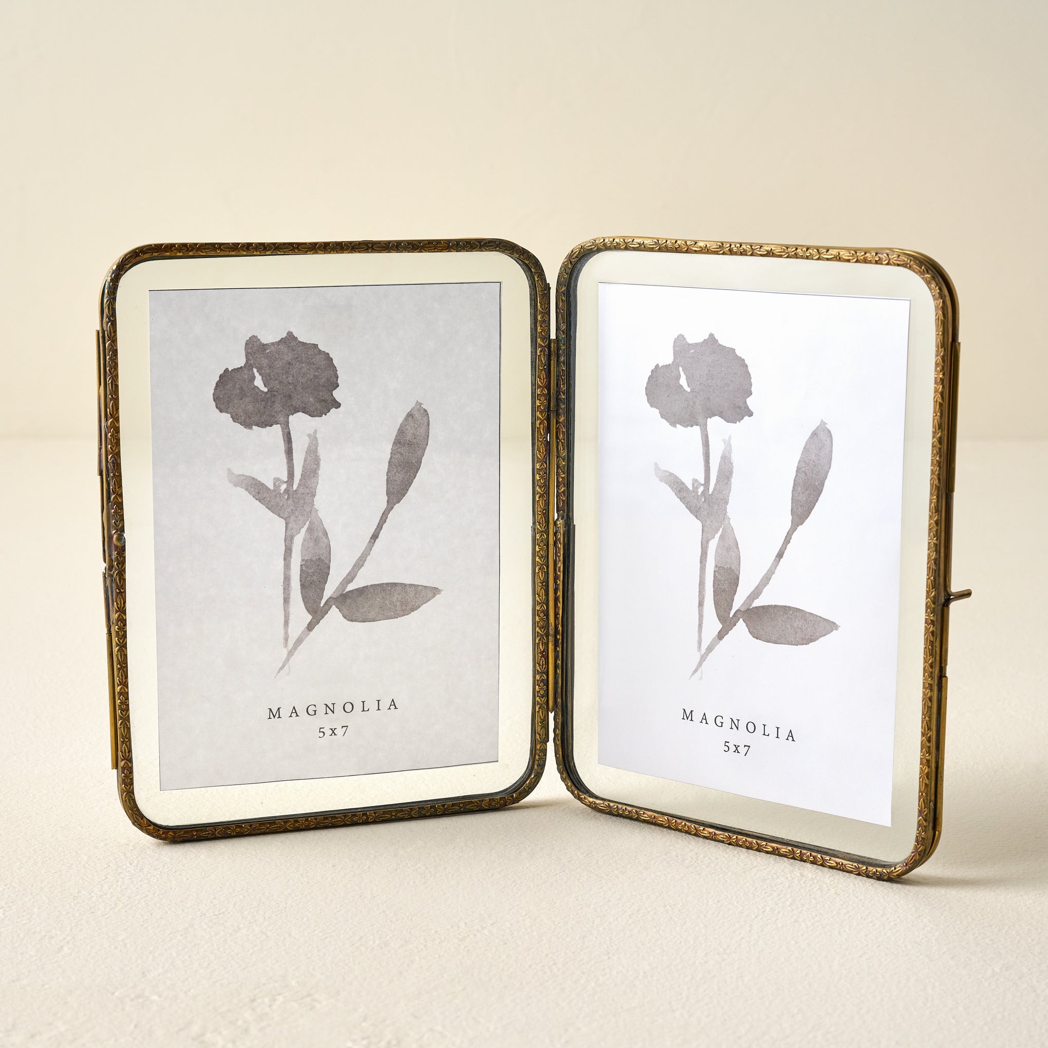 Antiqued Brass Double Photo Frame $40.00