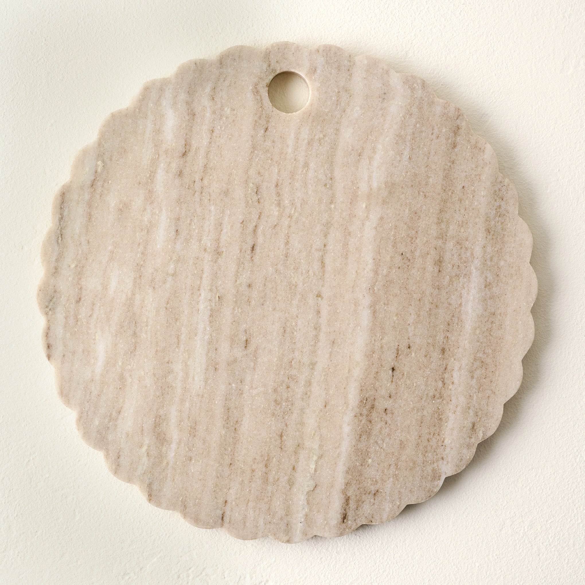 Warm Marble Scalloped Serving Board $28.00