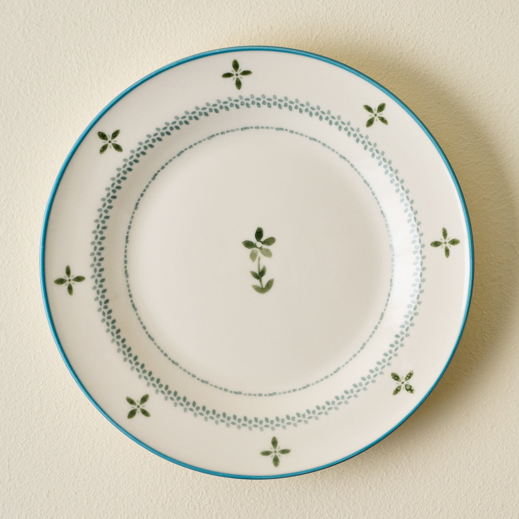 Dusty Blue Luna Floral Salad Plate