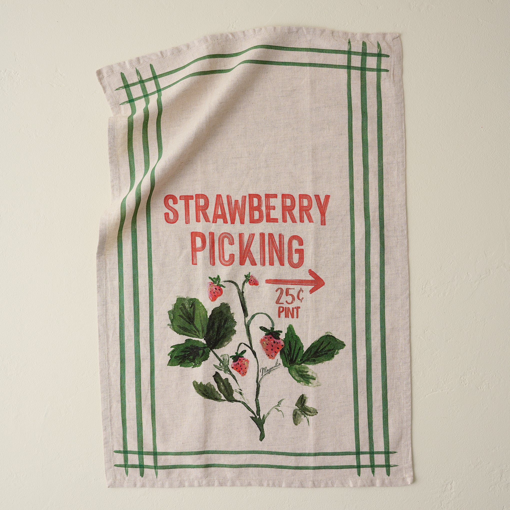 Magnolia Strawberry Picking Tea Towel $16.00
