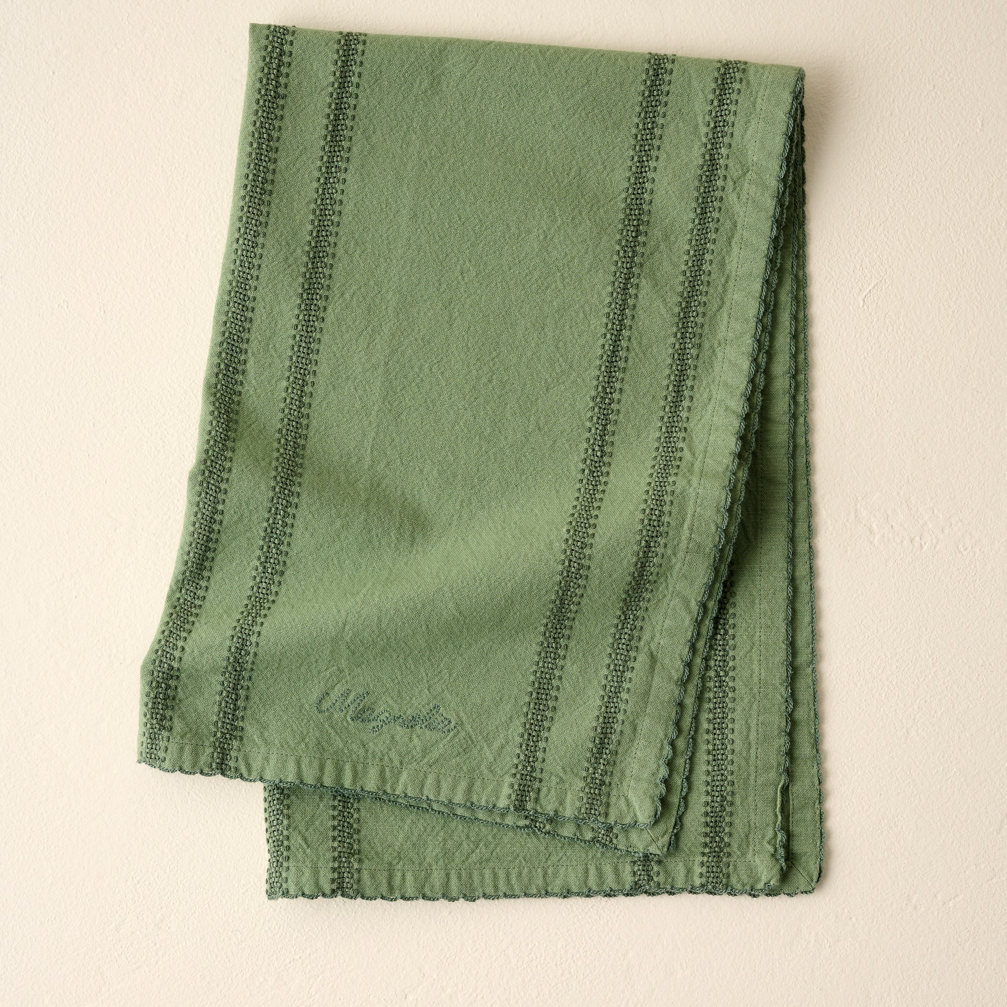 Magnolia Antique Green Striped Tea Towel $16.00