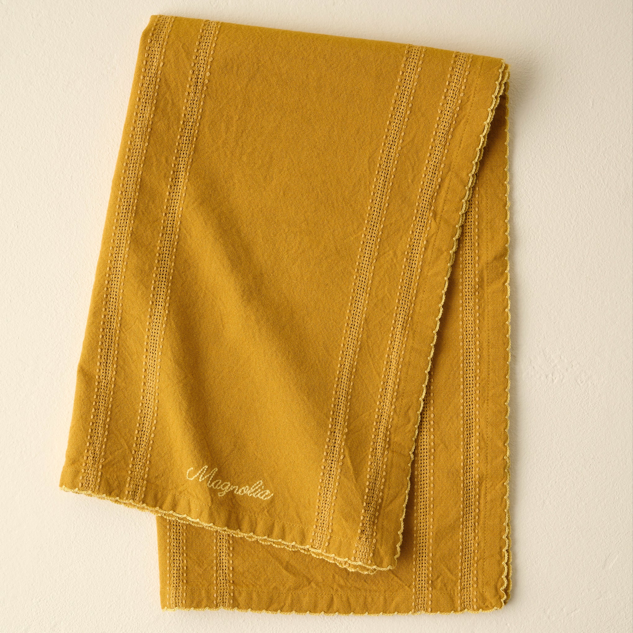 Magnolia Harvest Gold Striped Tea Towel $16.00