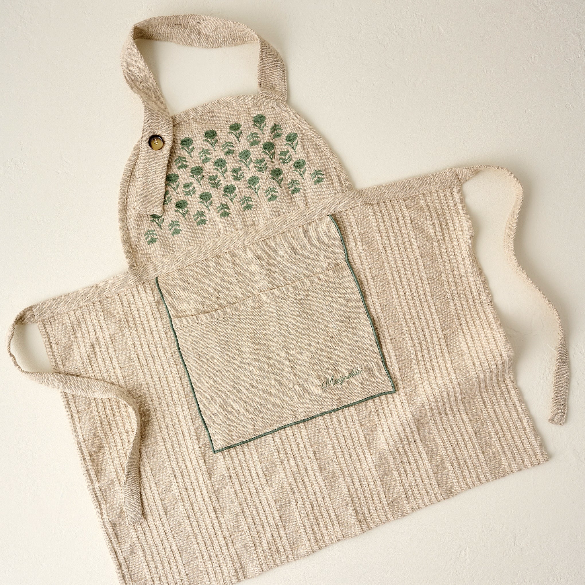 Magnolia Floral Embroidered Apron $38.00