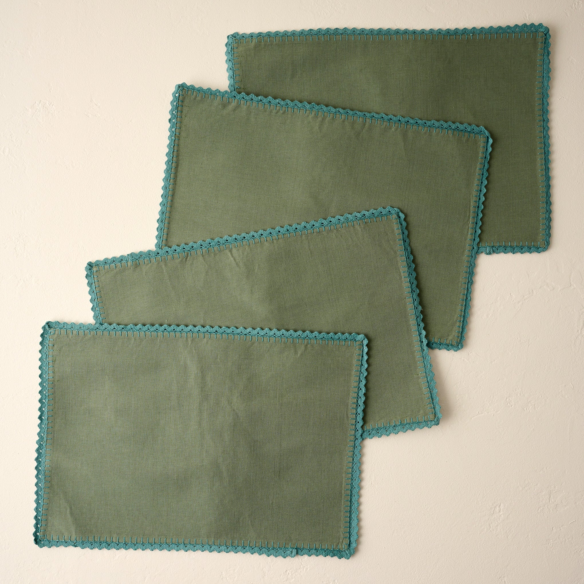 Green Crochet Edge Placemat Set of Four  $44.00