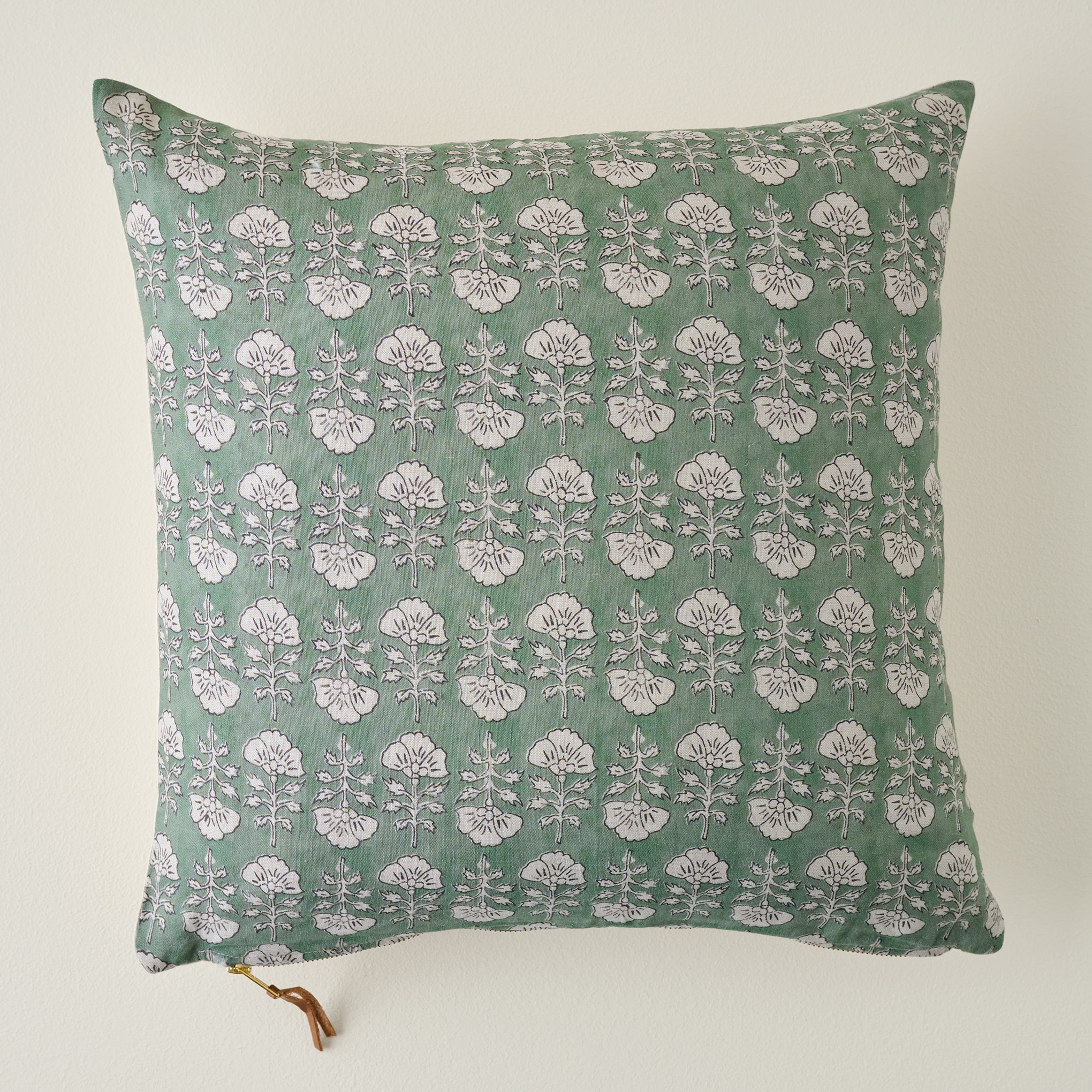 Flora Dusty Green Printed Pillow $48.00