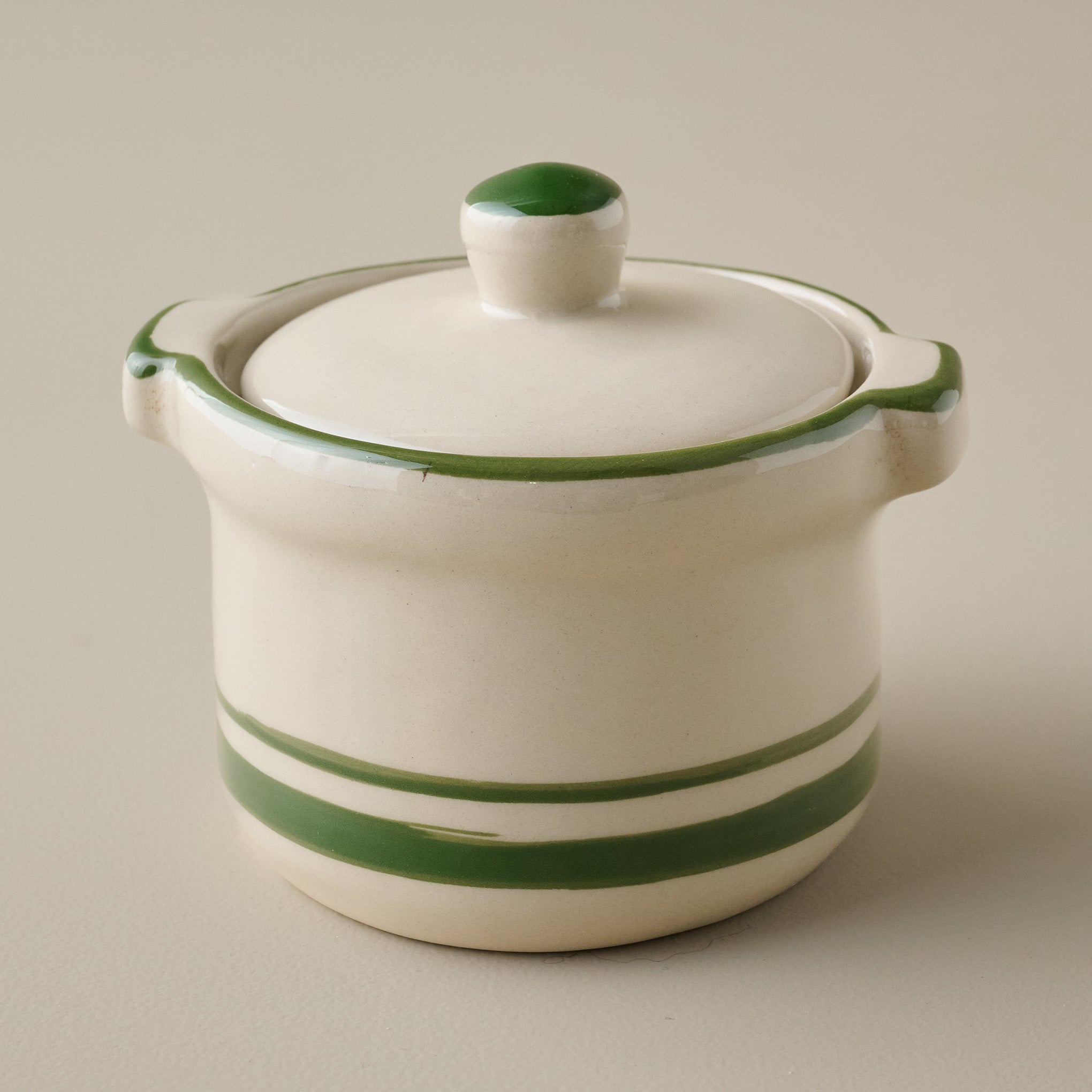 Forest Green Stripe Butter Dish $20.00