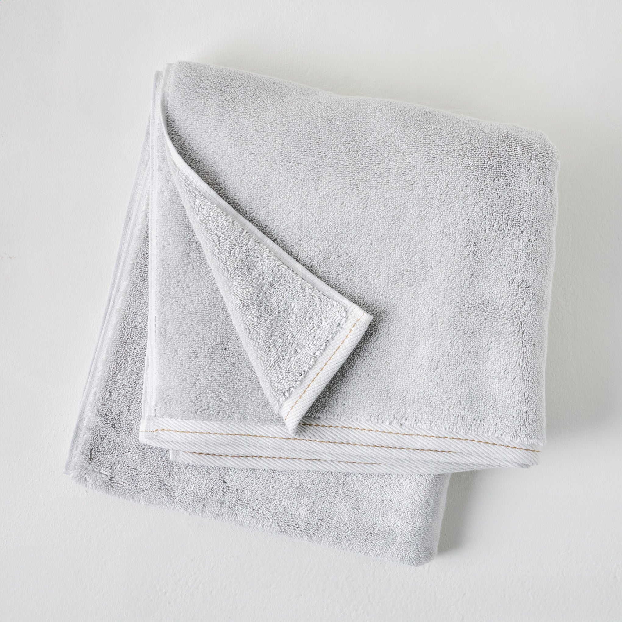 Magnolia Grey Plush Stitched Edge Towel - Bath Towel