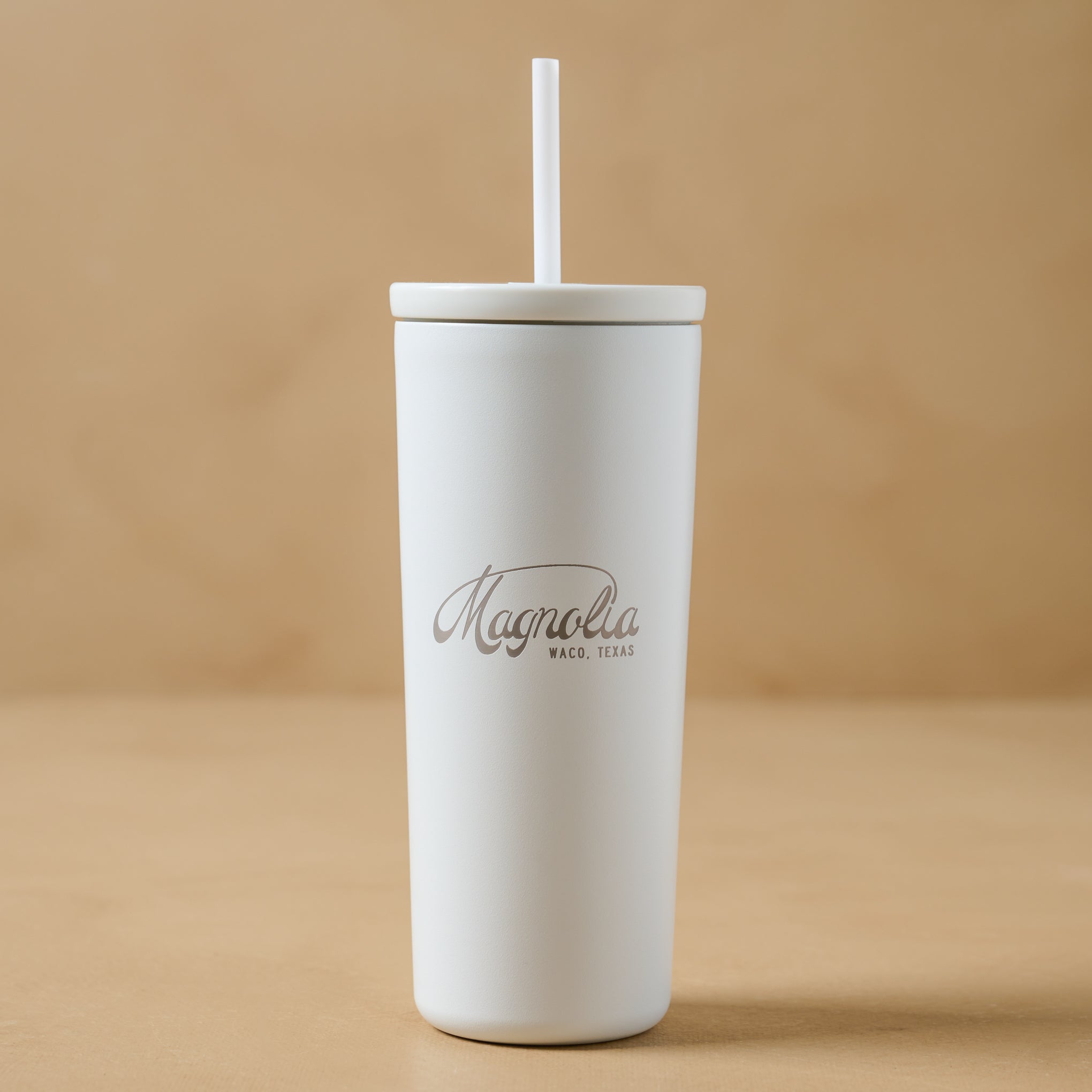 Magnolia White 24oz Cold Tumbler with Straw